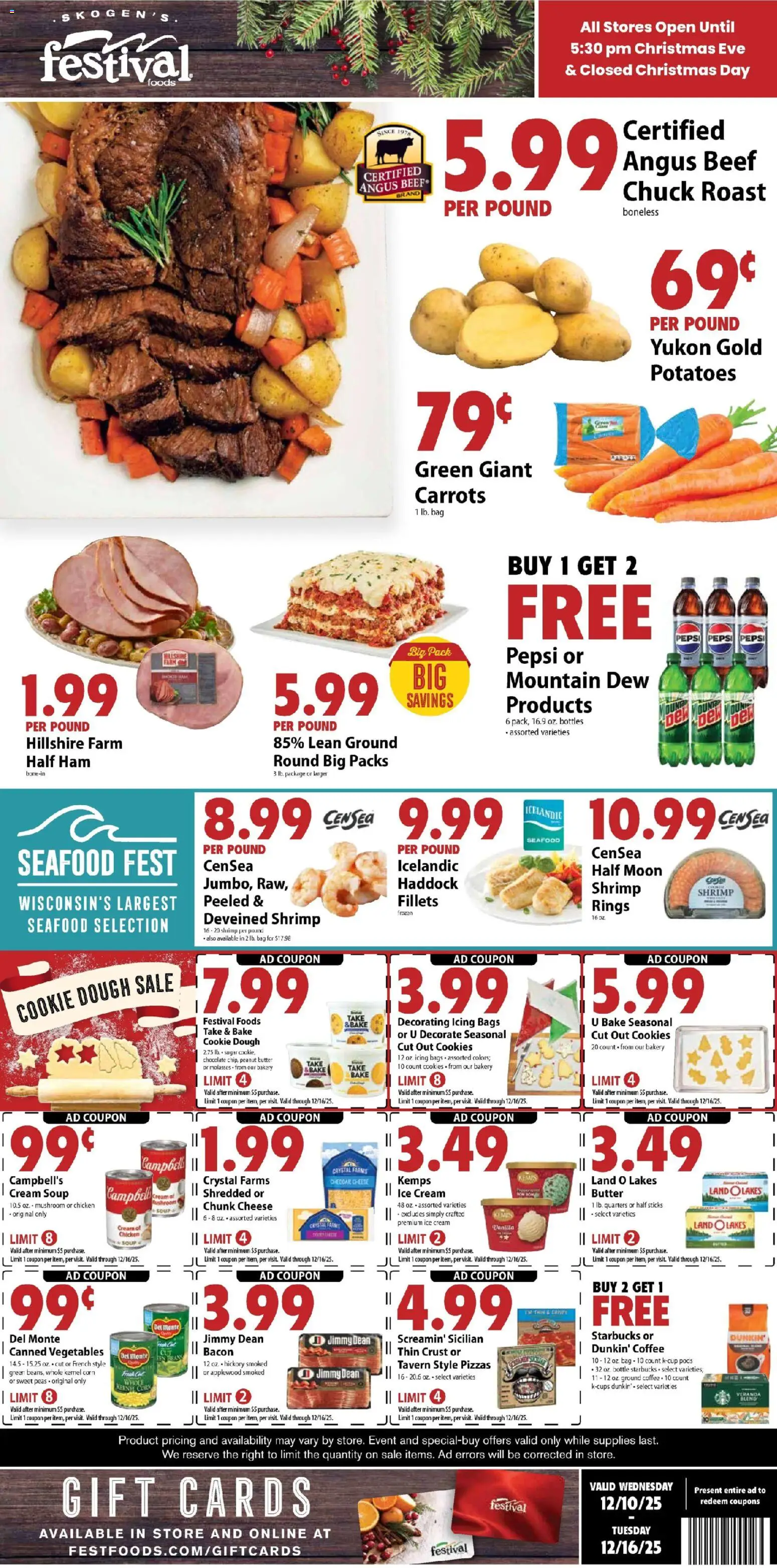 Festival Foods Weekly Ad - page 1- valid from 12/10/2025