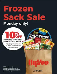 Preview HyVee Frozen Sack Sale valid from 11/10/2025