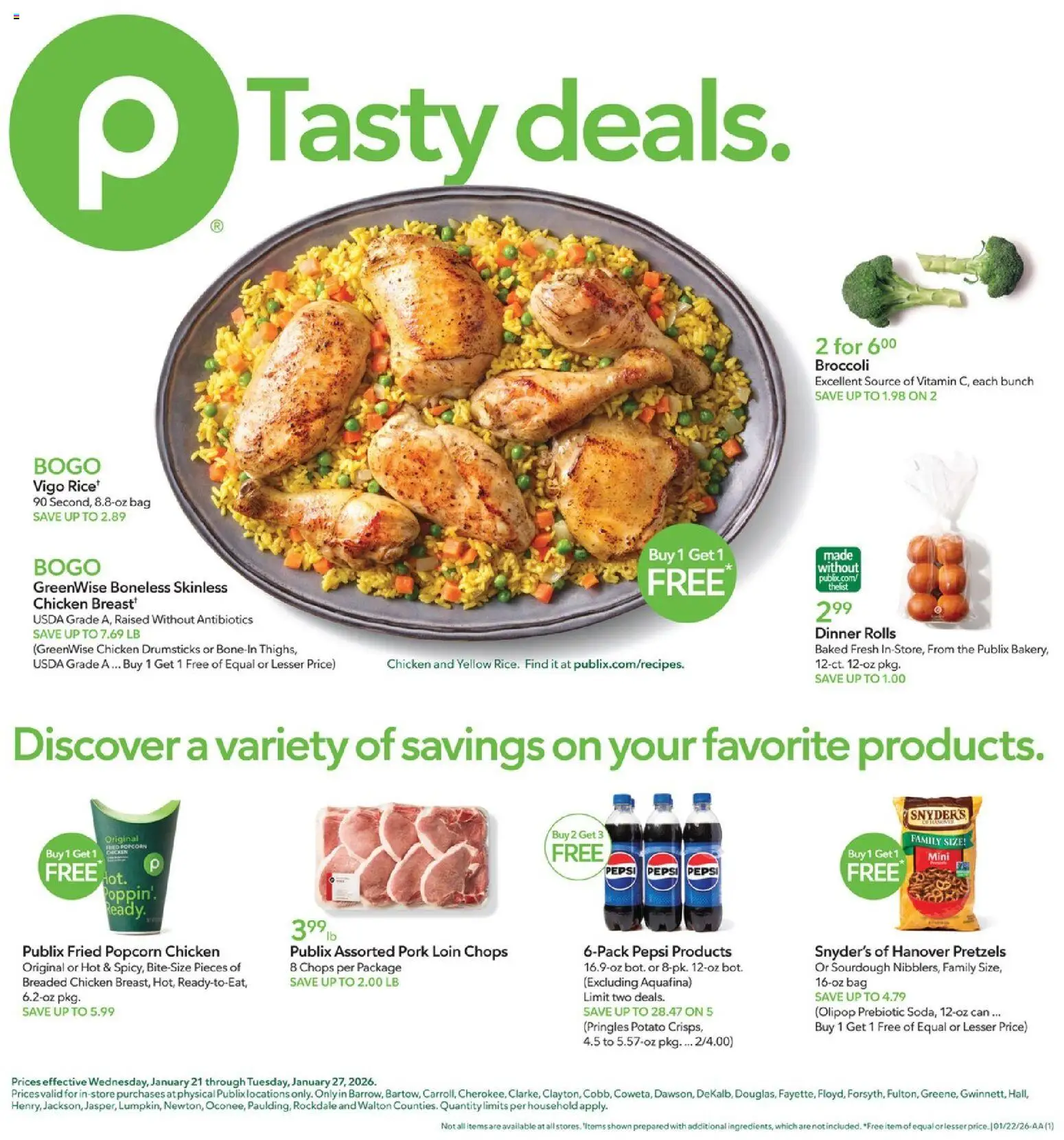 Publix Weekly Ad - page 1- valid from 01/21/2026