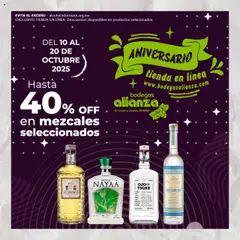 Bodegas Alianza catálogo Hasta 40% off en mezcales seleccionados válido desde 10/10/2025