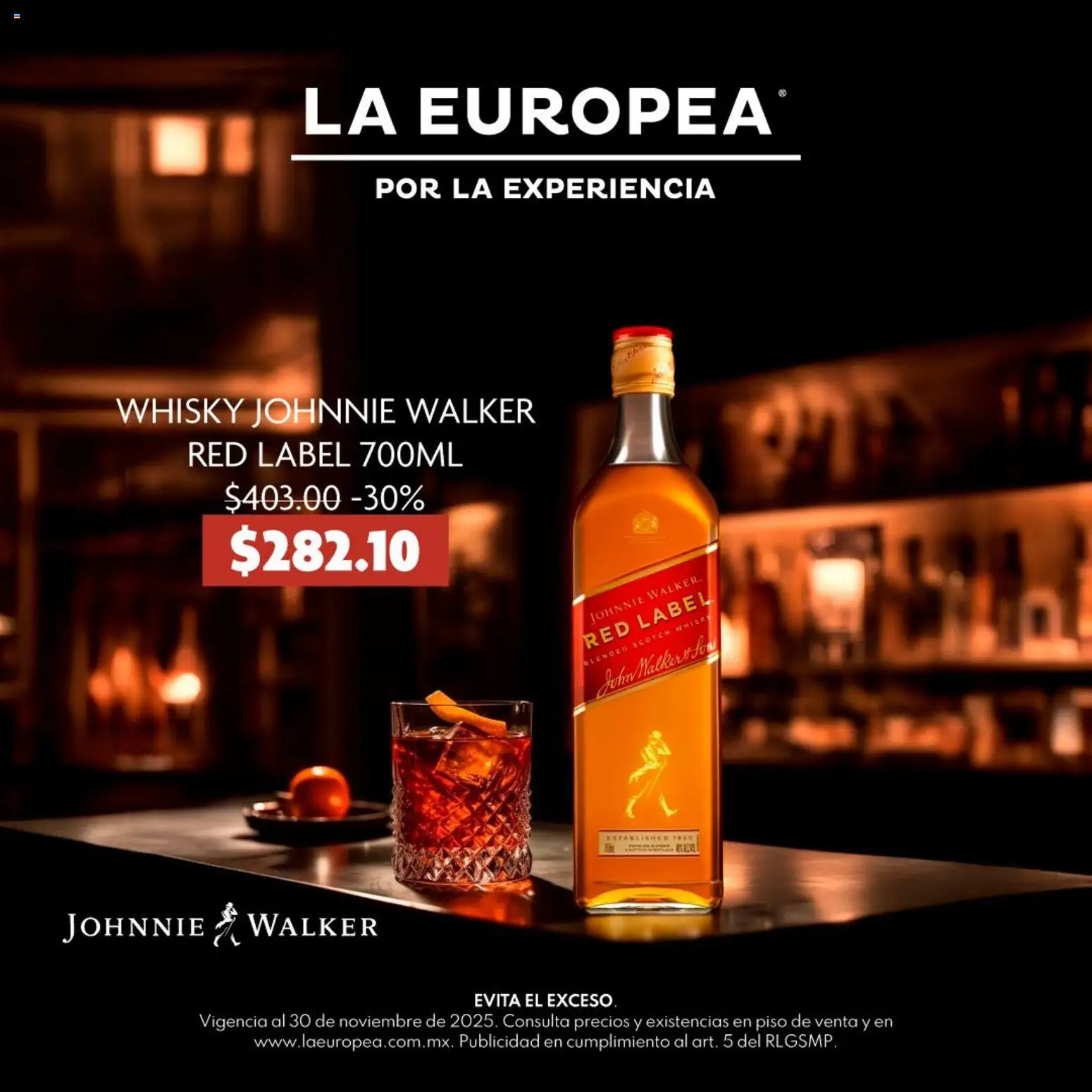 La Europea catálogo Whiskey Johnnie Walker - página 1- válido desde 27/11/2025