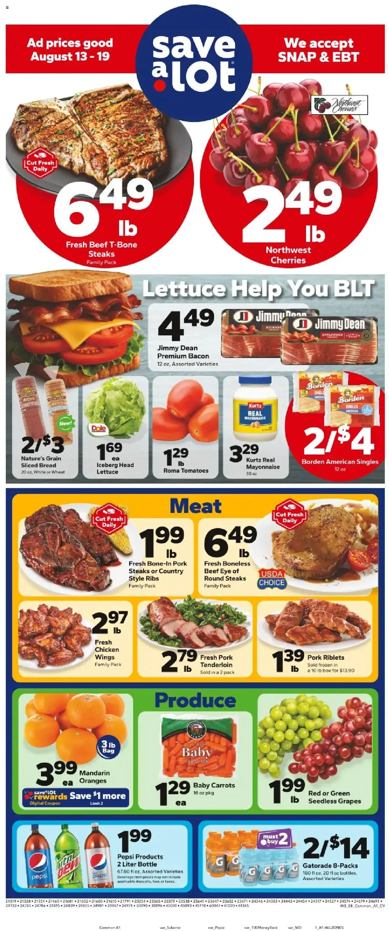 Save a Lot Weekly Ad - page 1- valid from 08/13/2025