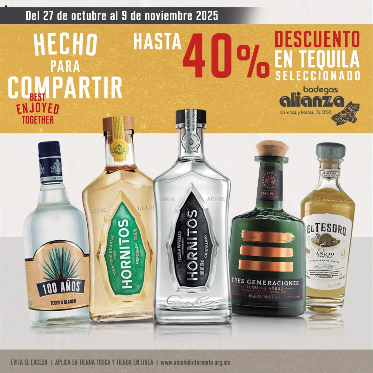 Bodegas Alianza catálogo Descuento 40% En Tequila - página 1- válido desde 27/10/2025