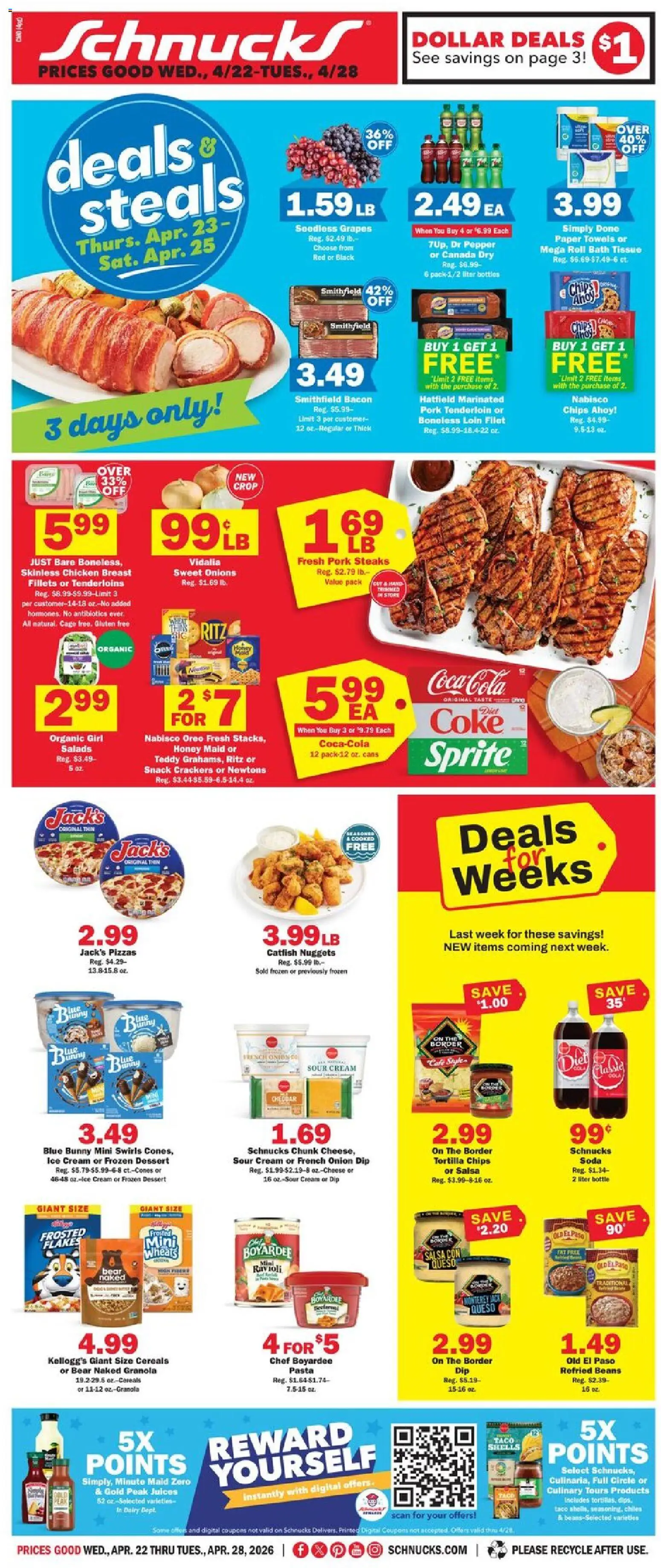 Schnucks Weekly Ad - page 1- valid from 04/22/2026