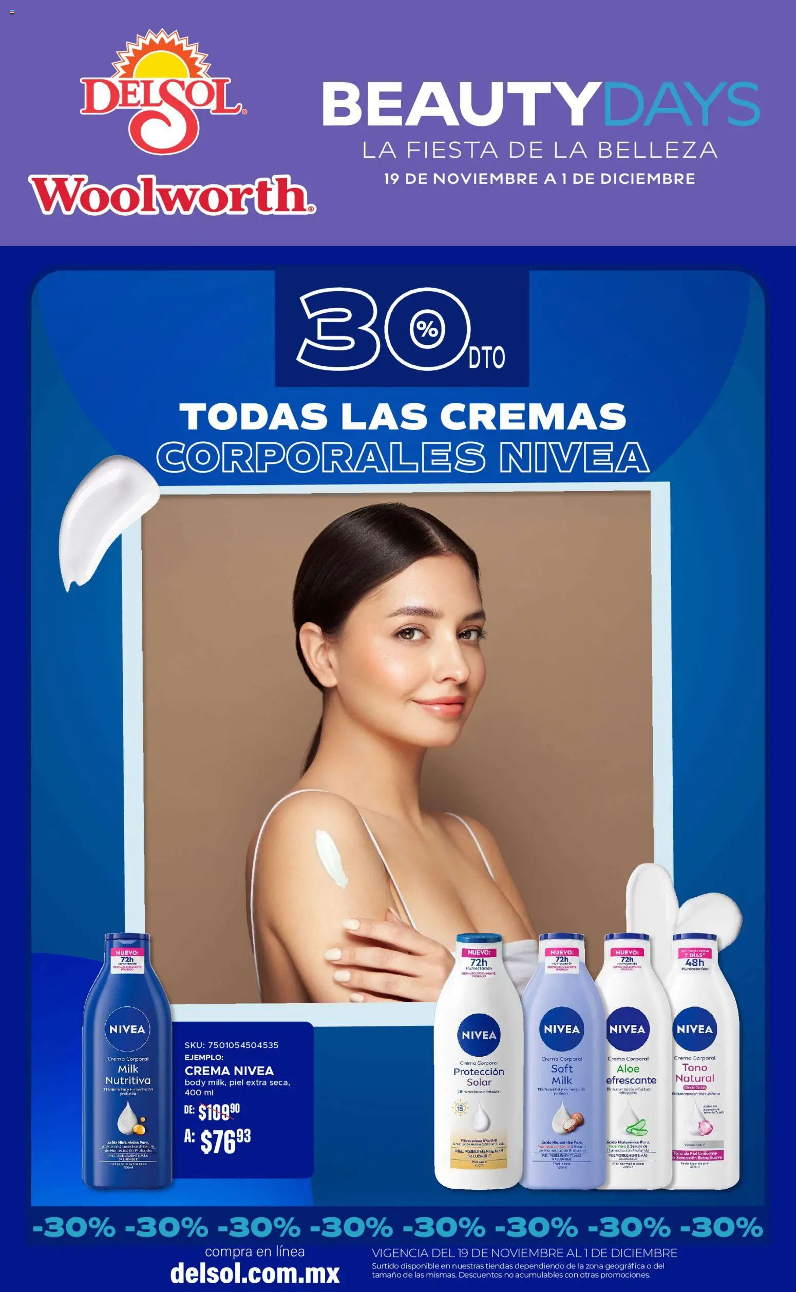 Del Sol y Woolworth Beauty Days - página 1- válido desde 19/11/2025