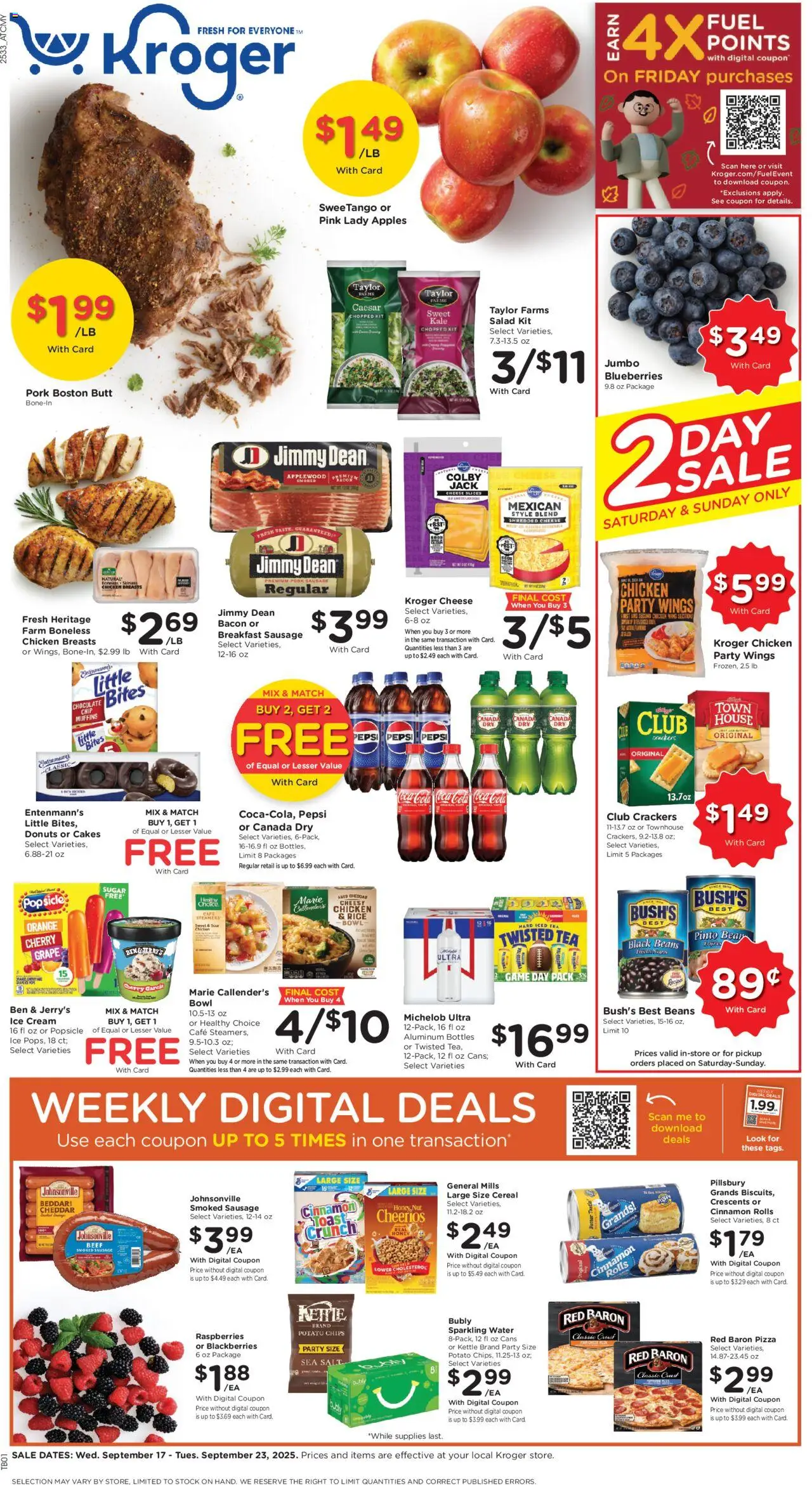 Kroger Weekly Ad - page 1- valid from 09/17/2025