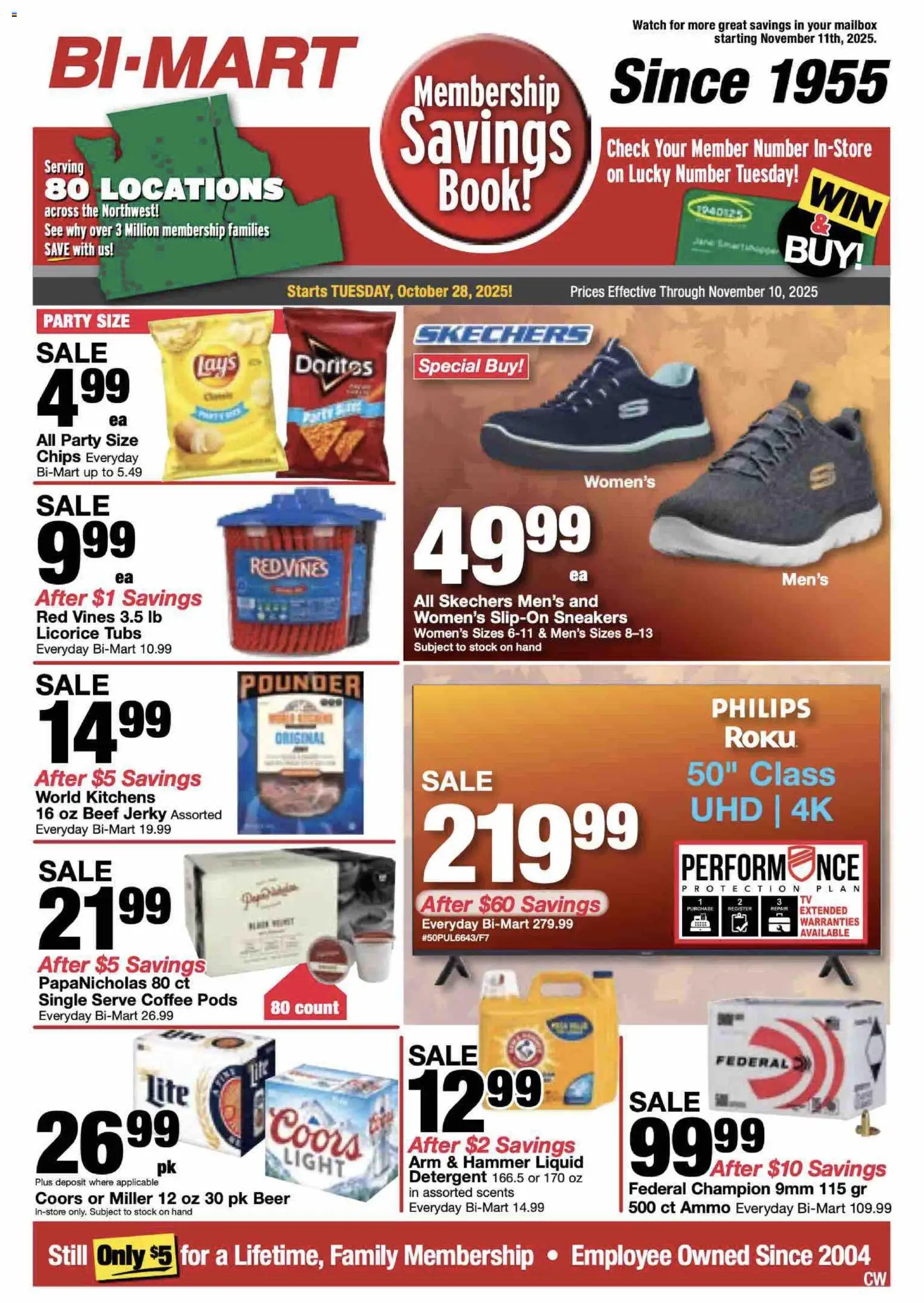 Bi-Mart Weekly Ad - page 1- valid from 10/28/2025