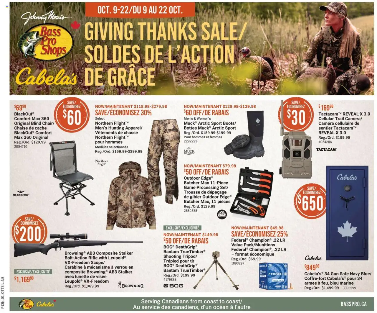 Cabelas weekly flyer / circulaire - page 1- valid from Oct 9, 2025