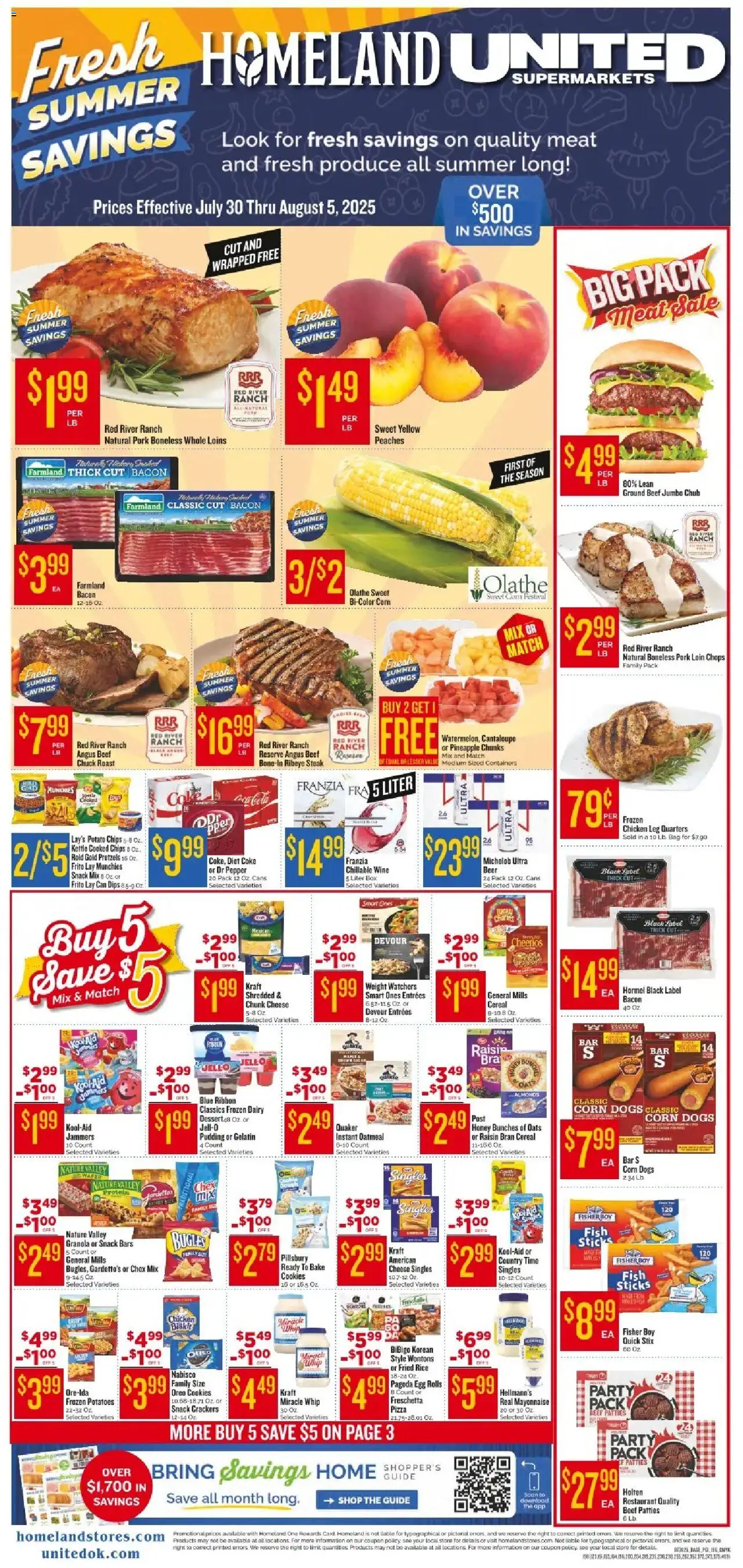 Homeland Weekly Ad - page 1- valid from 07/30/2025