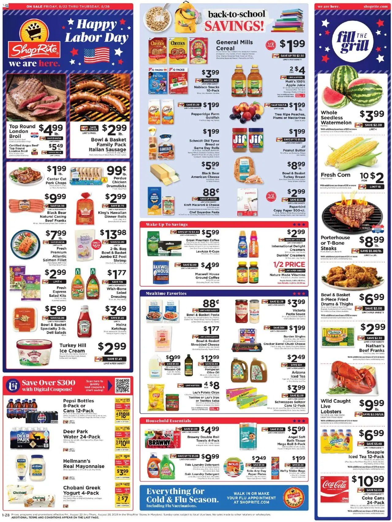 ShopRite Weekly Ad - page 1- valid from 08/22/2025