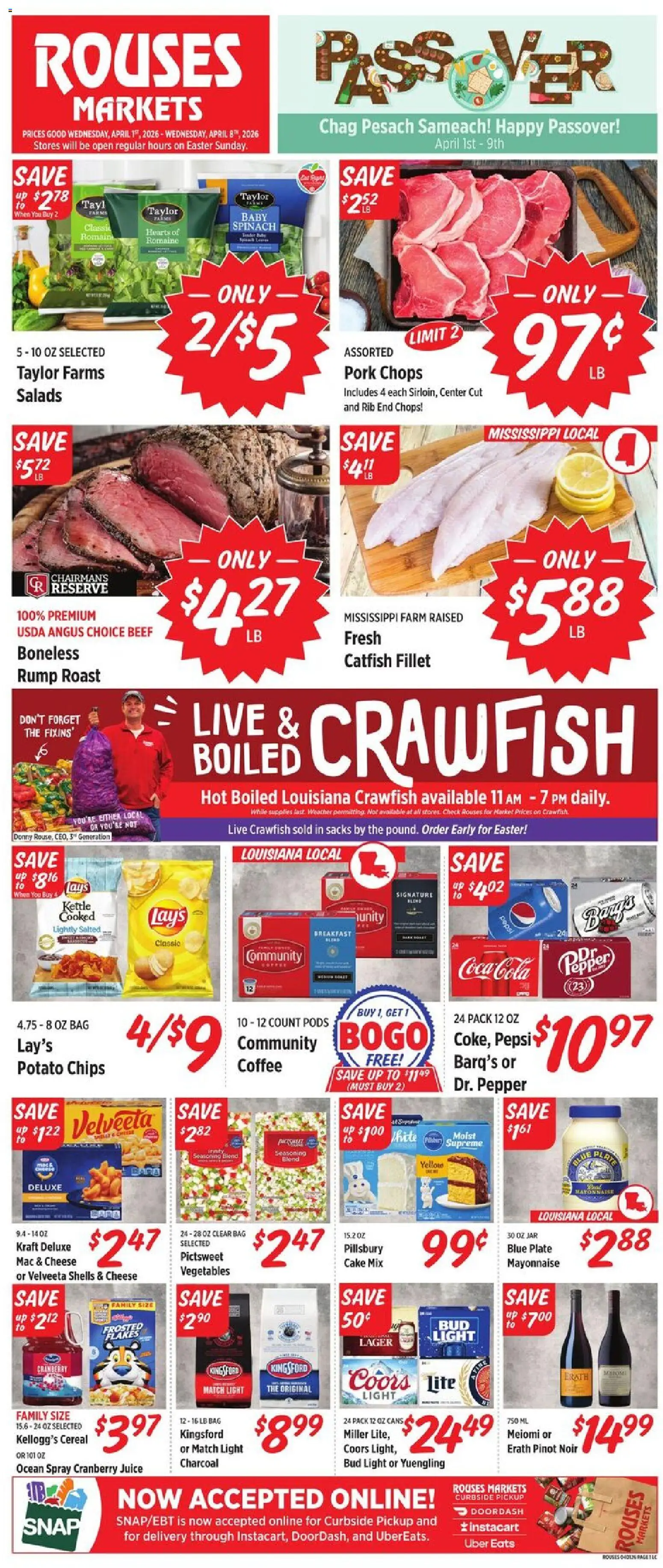 Rouses Weekly Ad - page 1- valid from 04/01/2026