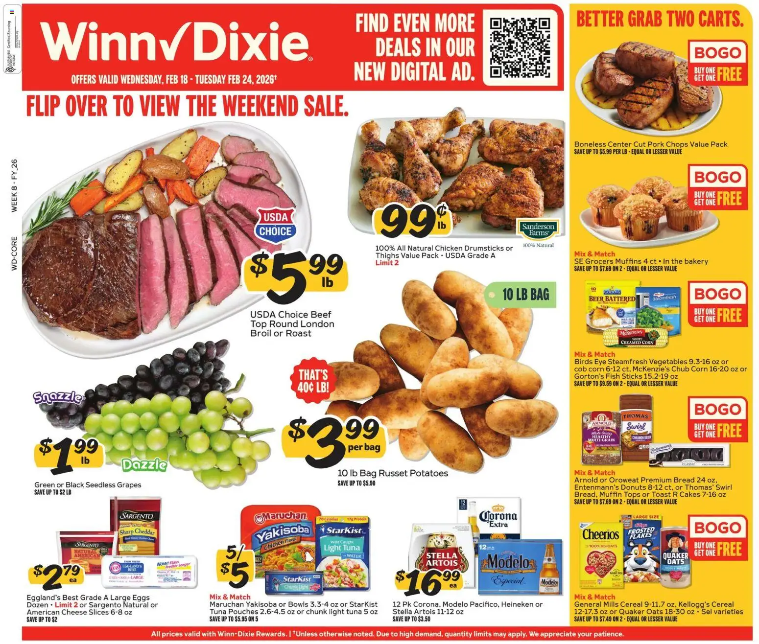 Winn Dixie Weekly Ad - page 1- valid from 02/18/2026