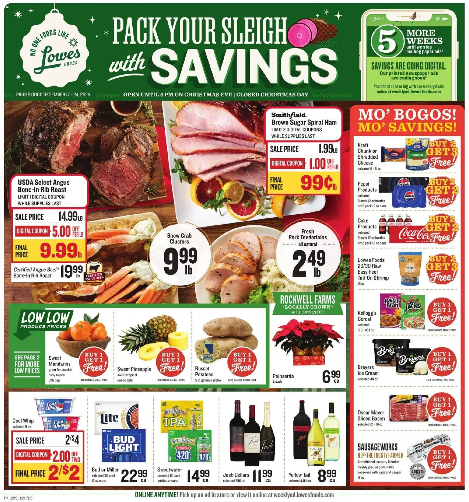 Lowes Foods Weekly Ad - page 1- valid from 12/17/2025
