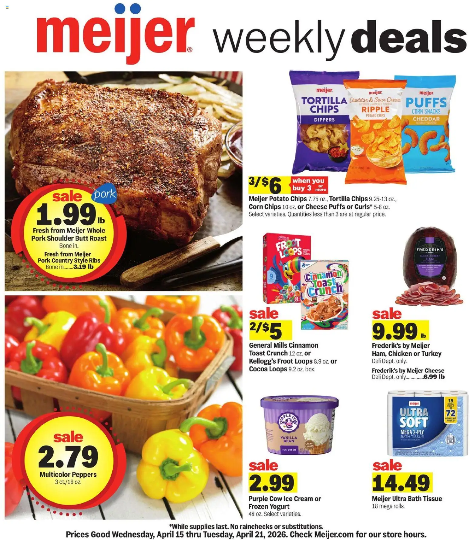 Meijer Weekly Ad - page 1- valid from 04/15/2026