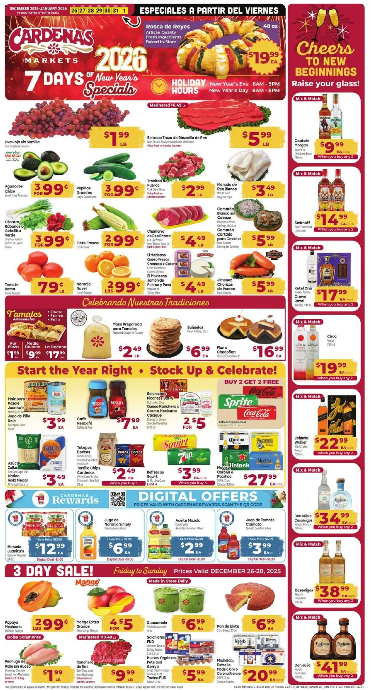 Cardenas Weekly Ad - page 1- valid from 12/26/2025