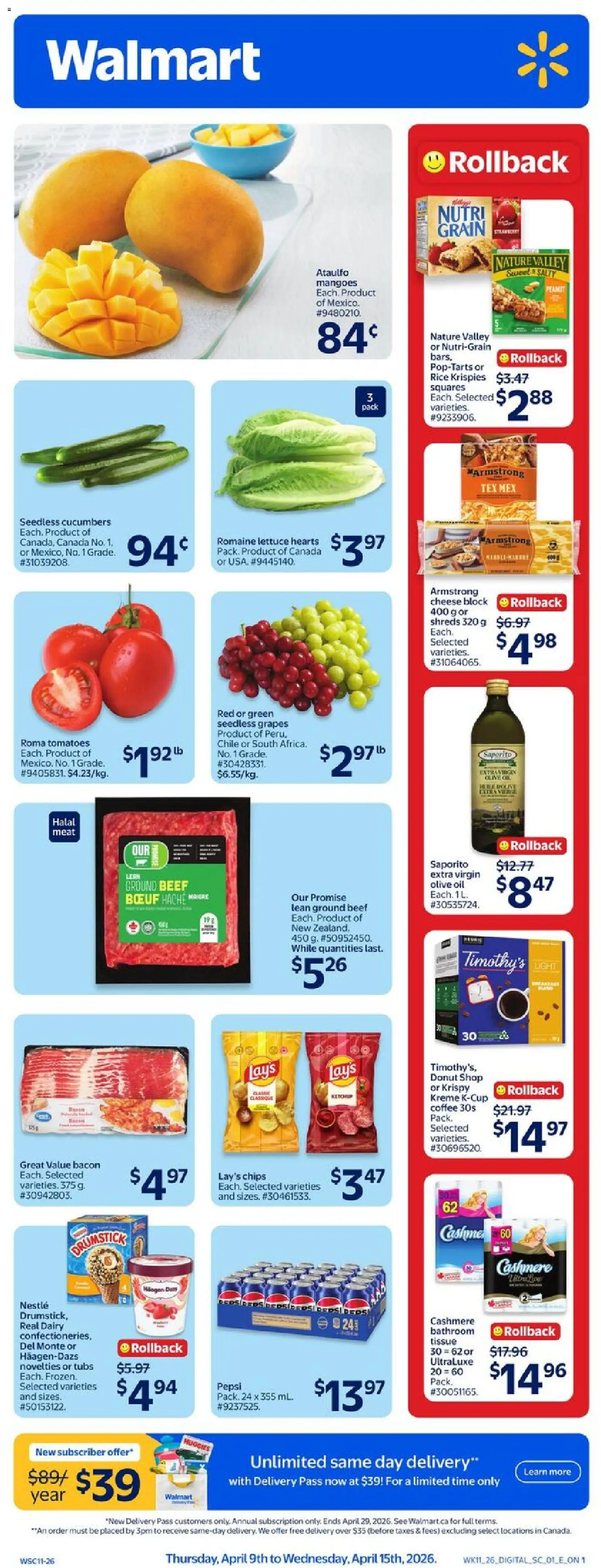 Walmart weekly flyer - page 1- valid from Apr 9, 2026