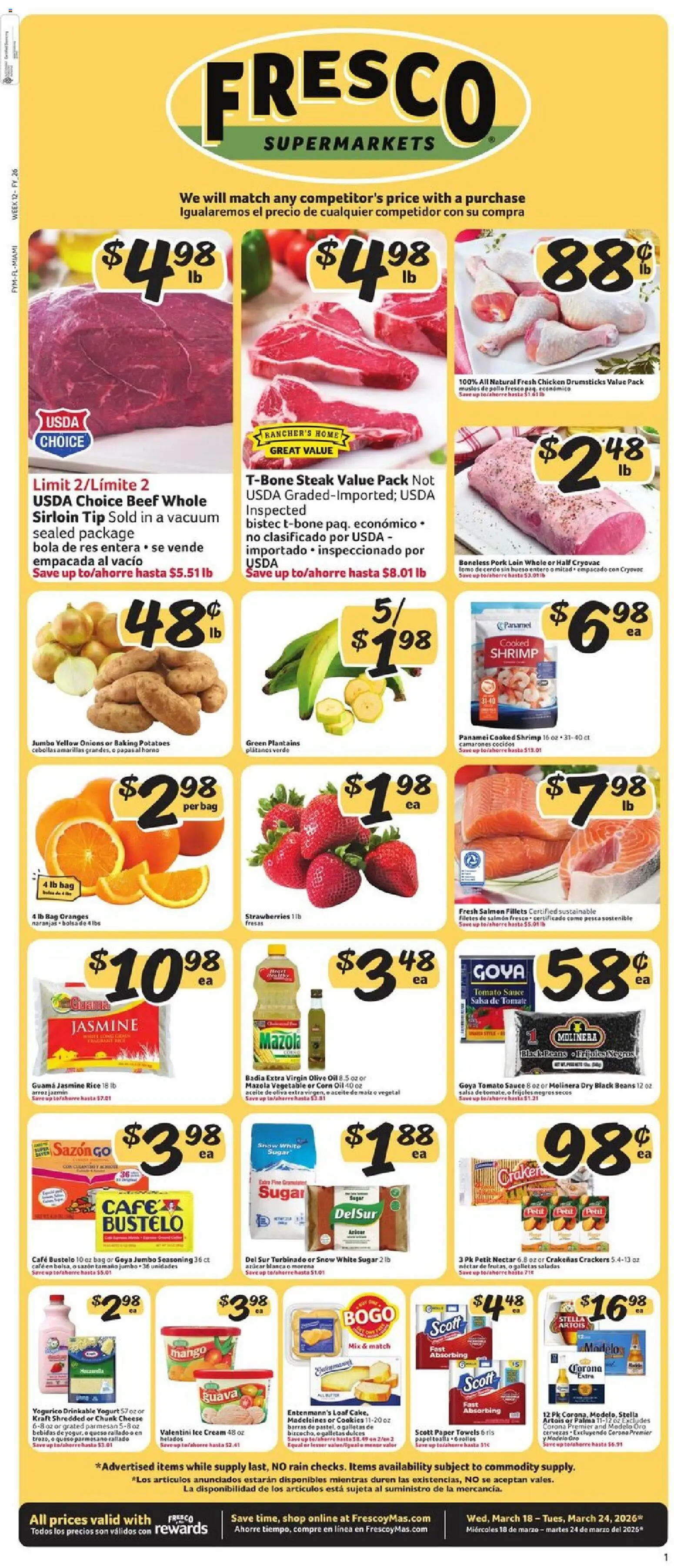 Fresco y Más Weekly Ad  - page 1- valid from 03/18/2026
