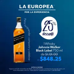 La Europea catálogo Johnnie Walker Black Label válido desde 28/10/2025