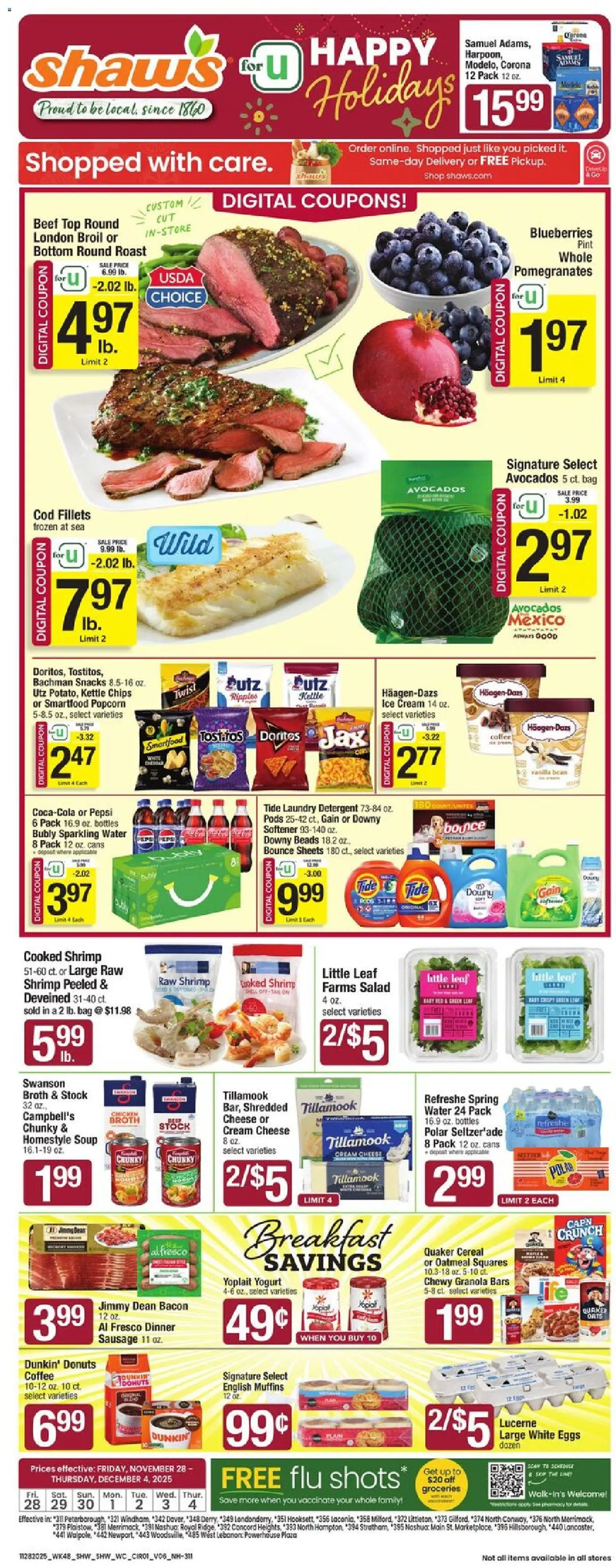Shaw's Weekly Ad - NH - page 1- valid from 11/28/2025