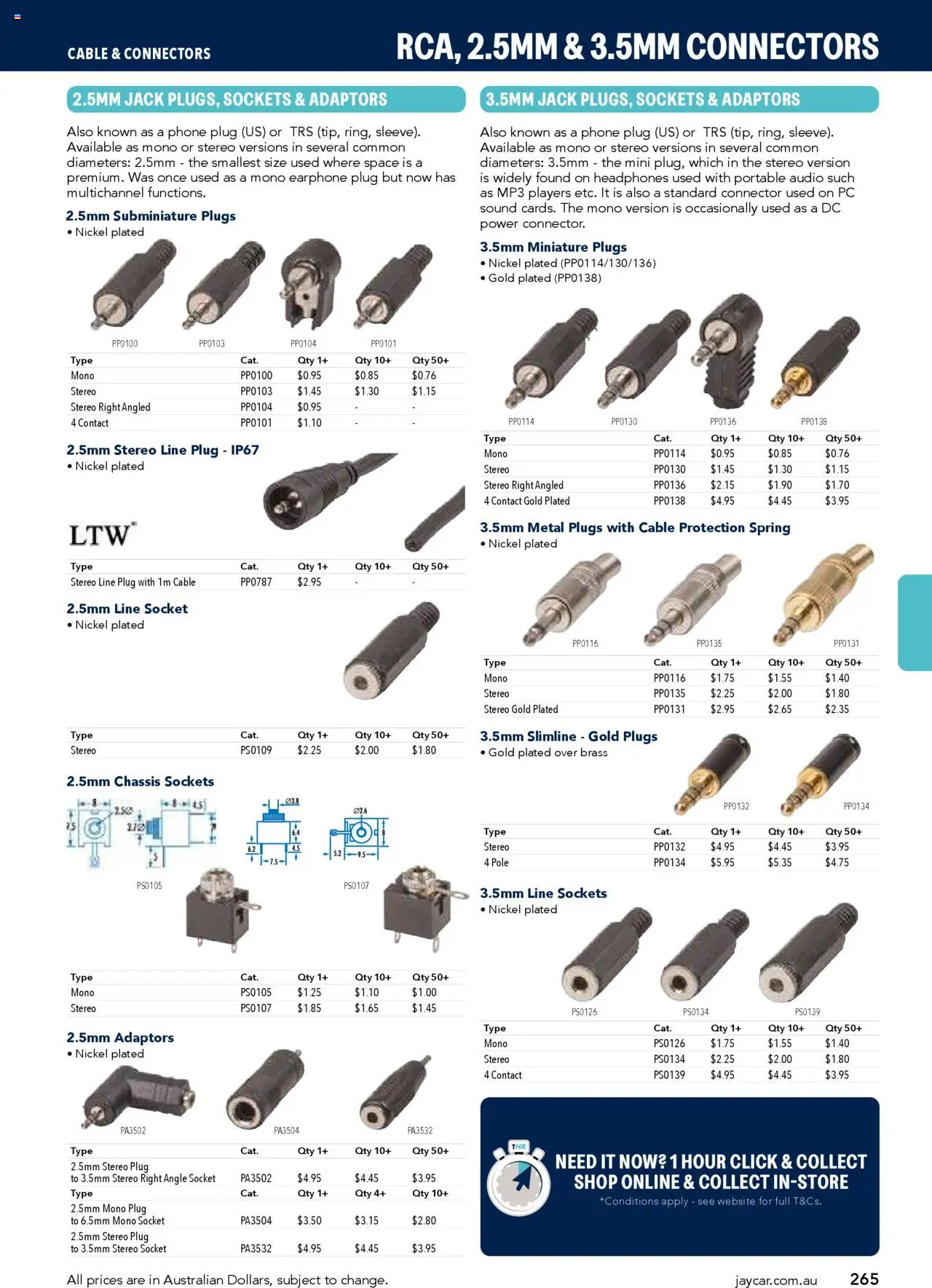 Jaycar Engineering & Scientific Catalogue 2025/2026  - page 265- valid from 09/07/2025