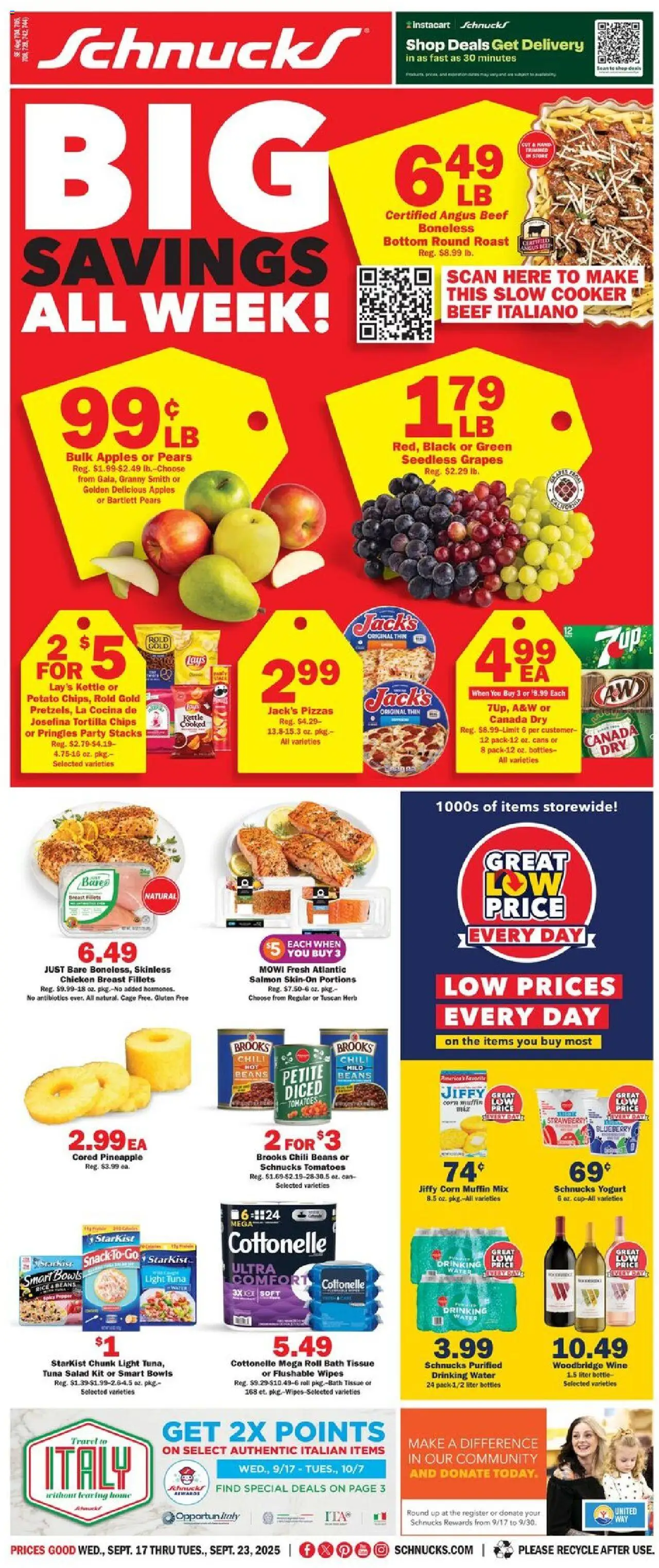 Schnucks Weekly Print Ad - IN - page 1- valid from 09/17/2025