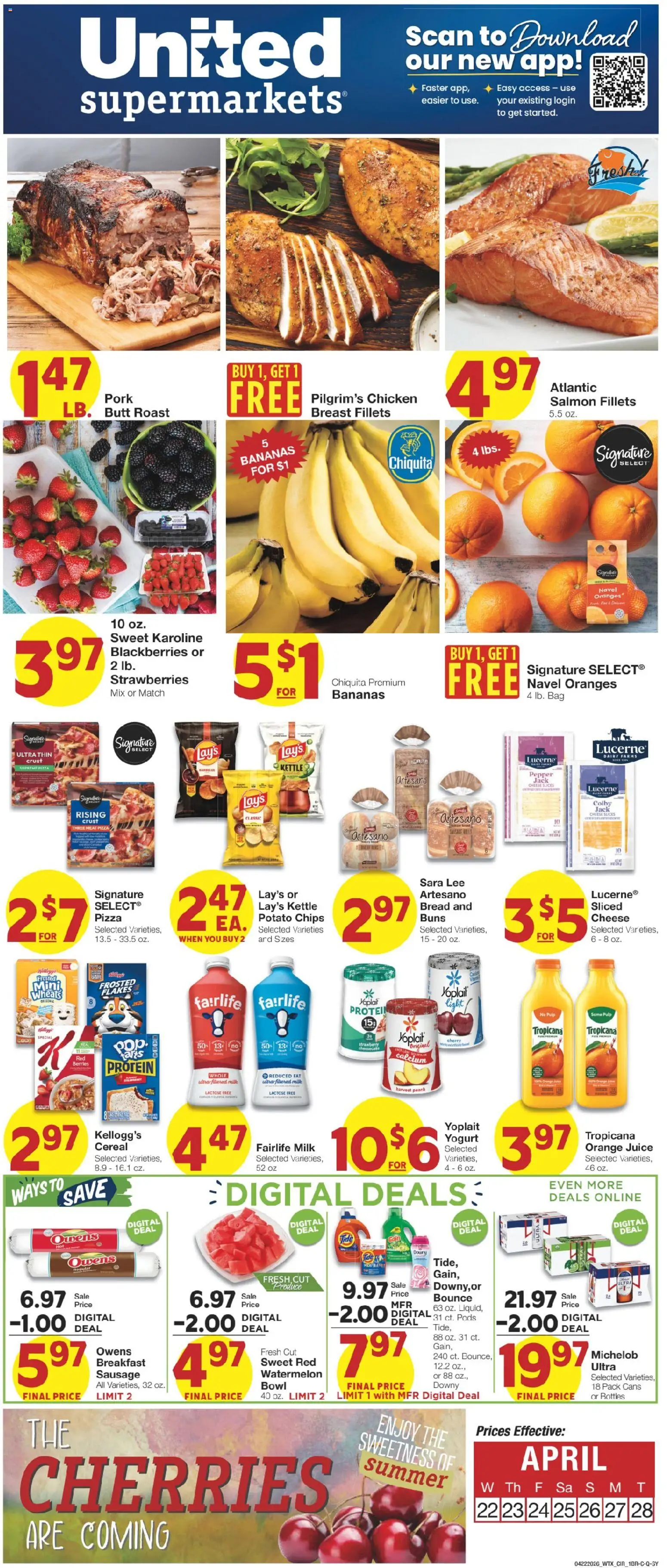 United Supermarkets Weekly Ad - page 1- valid from 04/22/2026