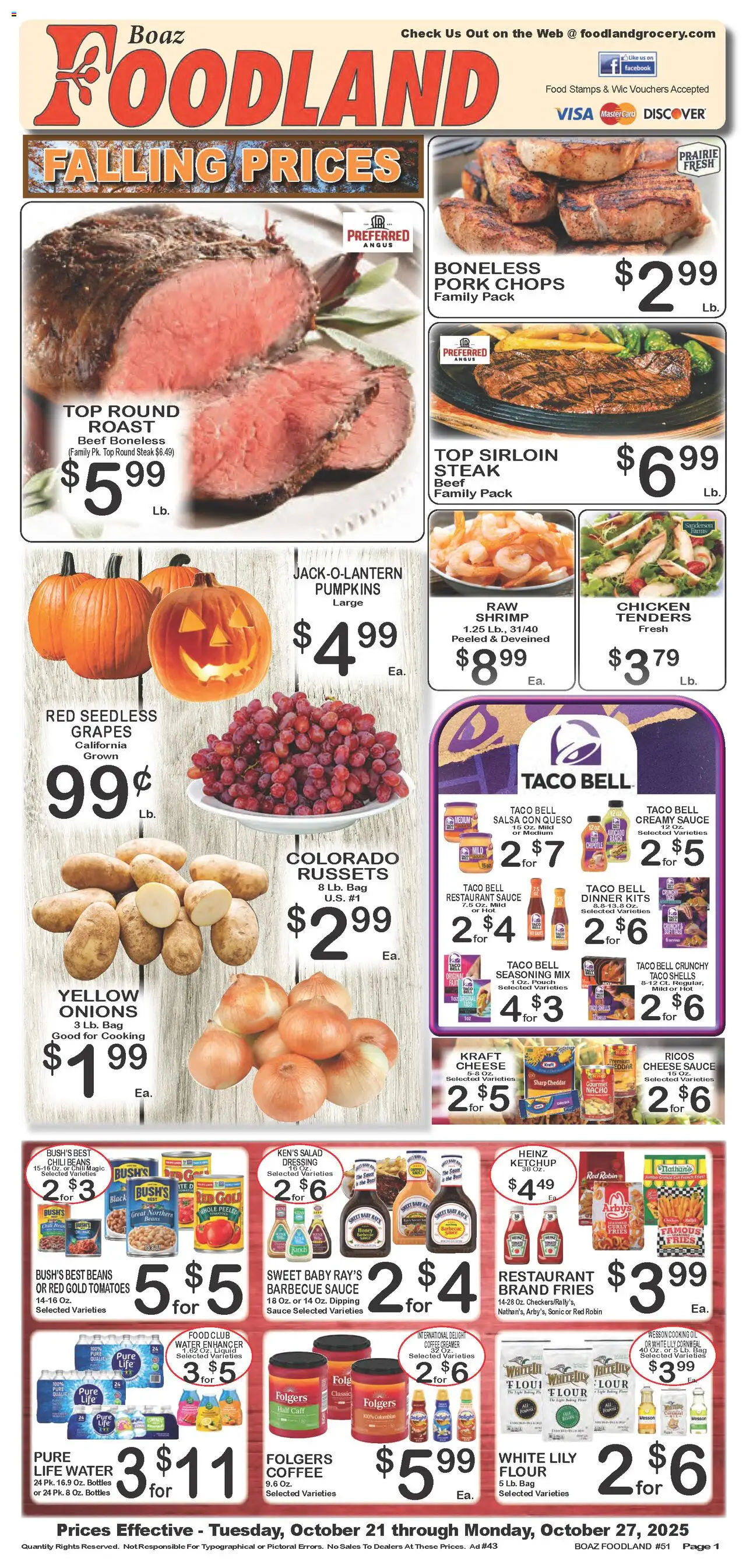 Foodland Weekly Ad - page 1- valid from 10/21/2025