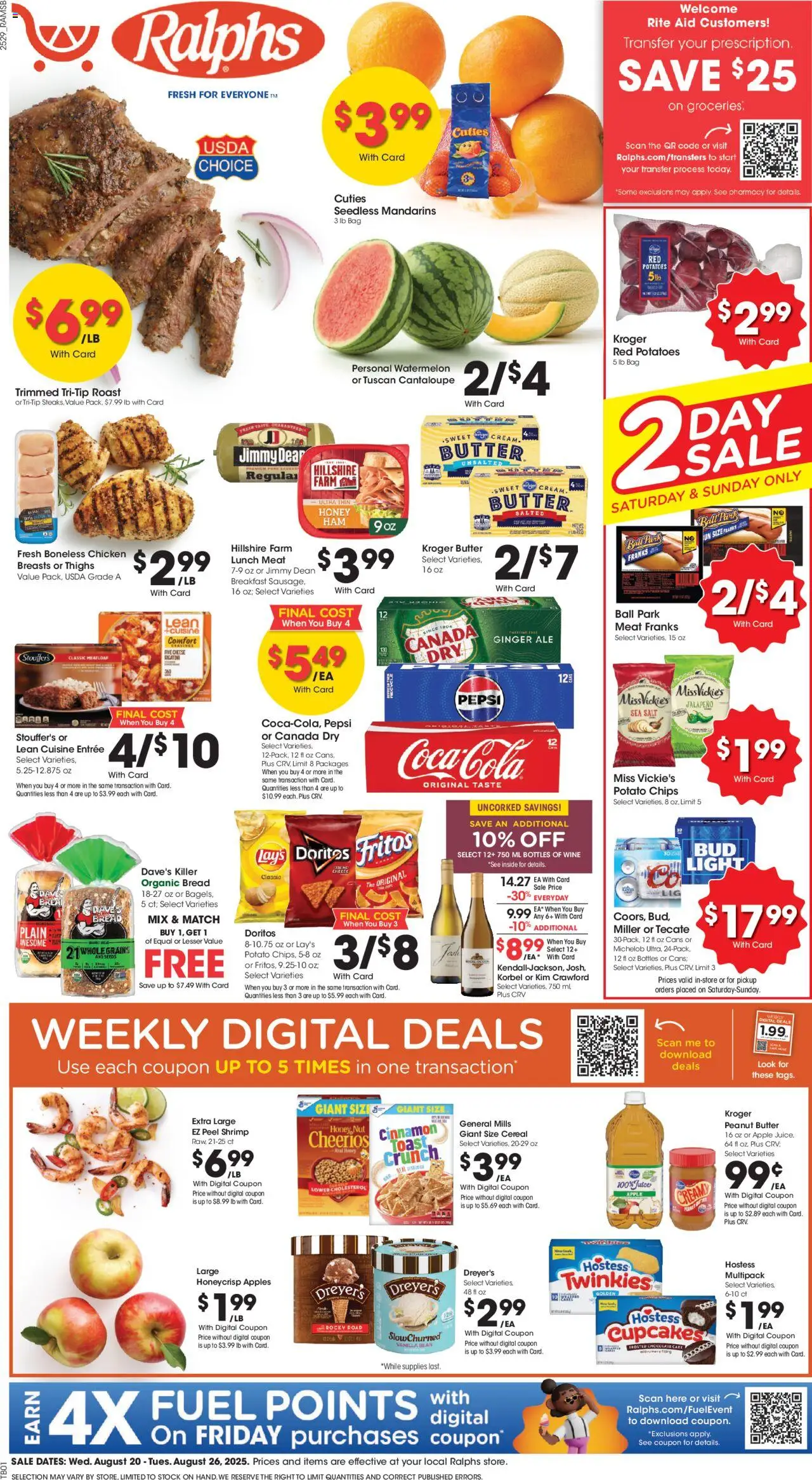 Ralphs Weekly Ad - page 1- valid from 08/20/2025