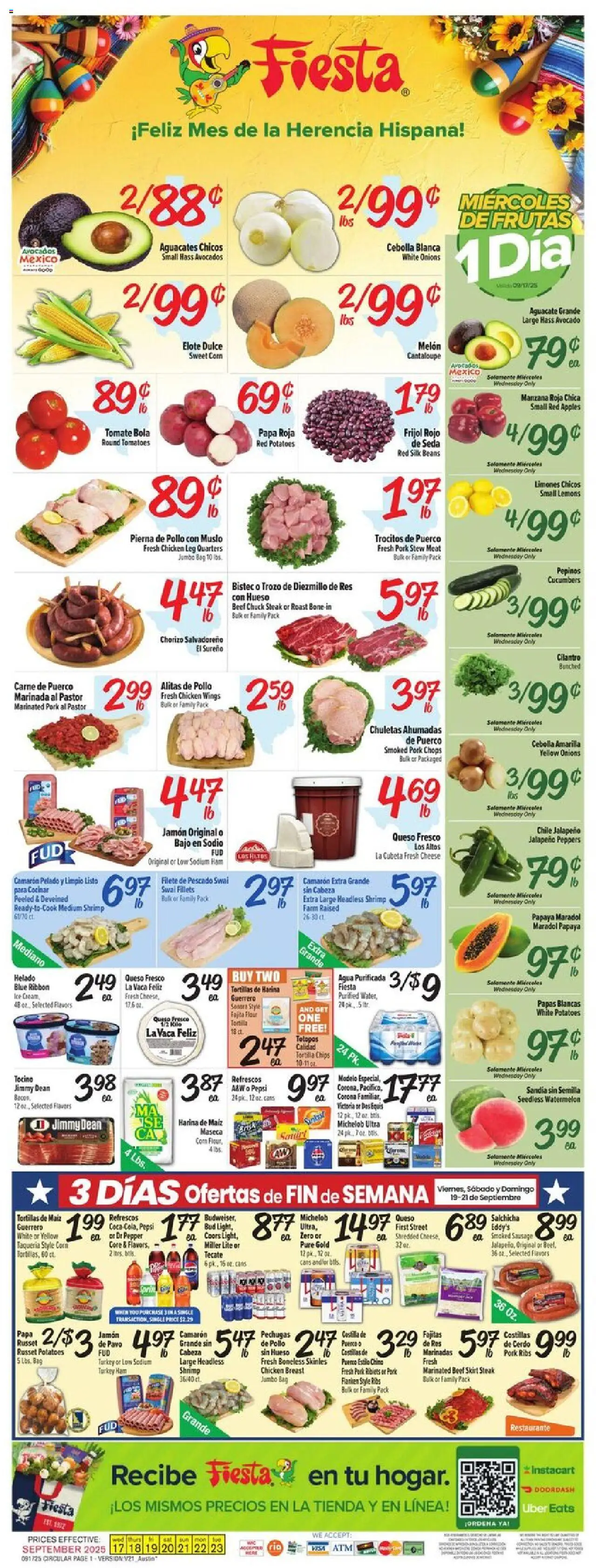 Fiesta Mart Weekly Ad - page 1- valid from 09/17/2025