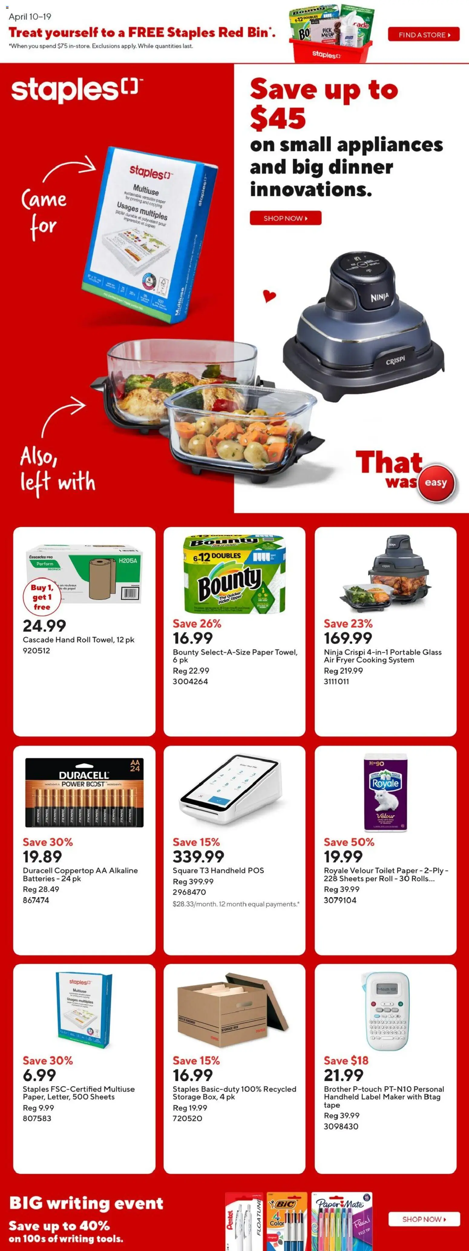Staples weekly flyer / circulaire - page 1- valid from Apr 10, 2026