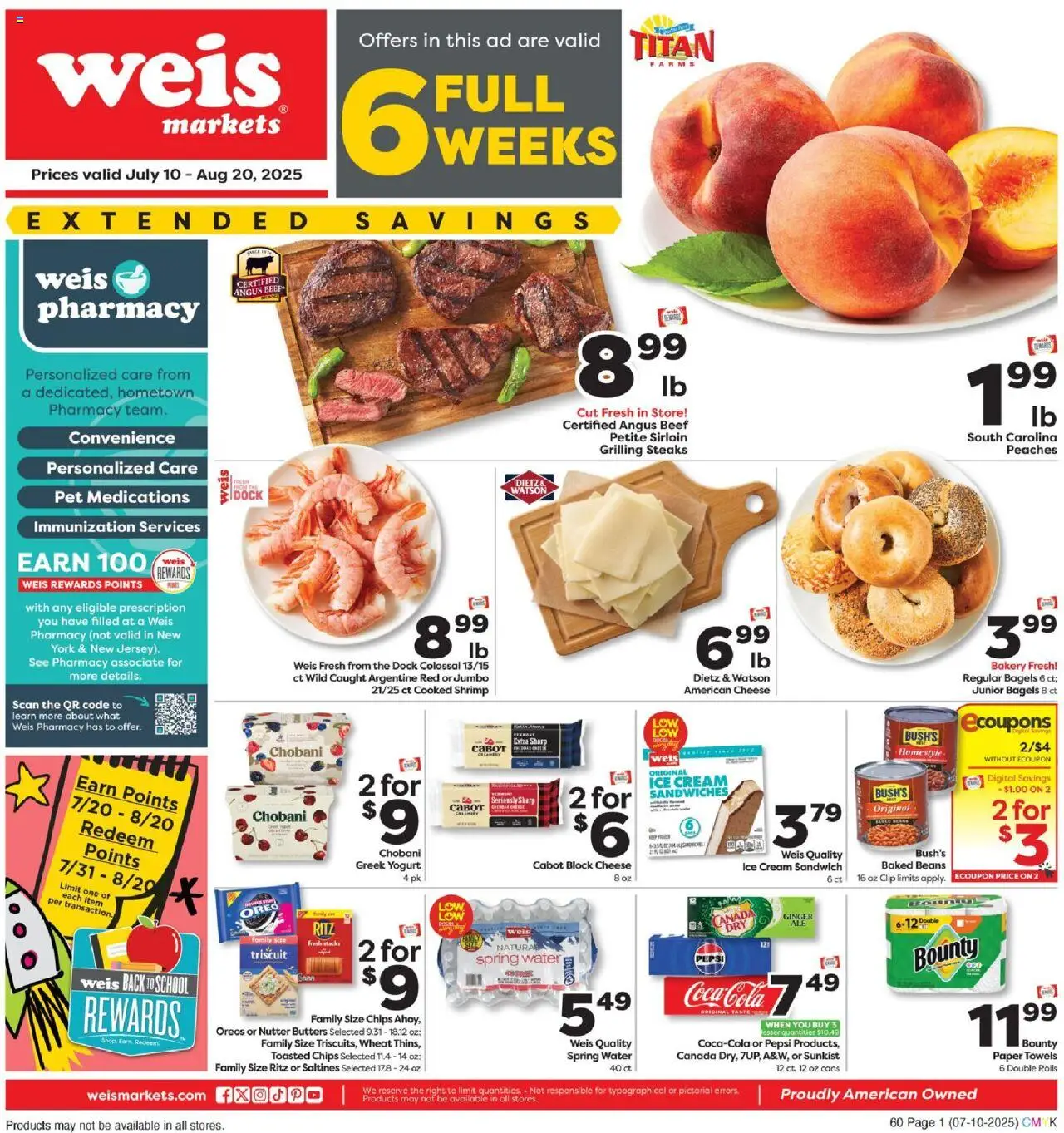 Weis Monthly Ad - PA - page 1- valid from 07/10/2025