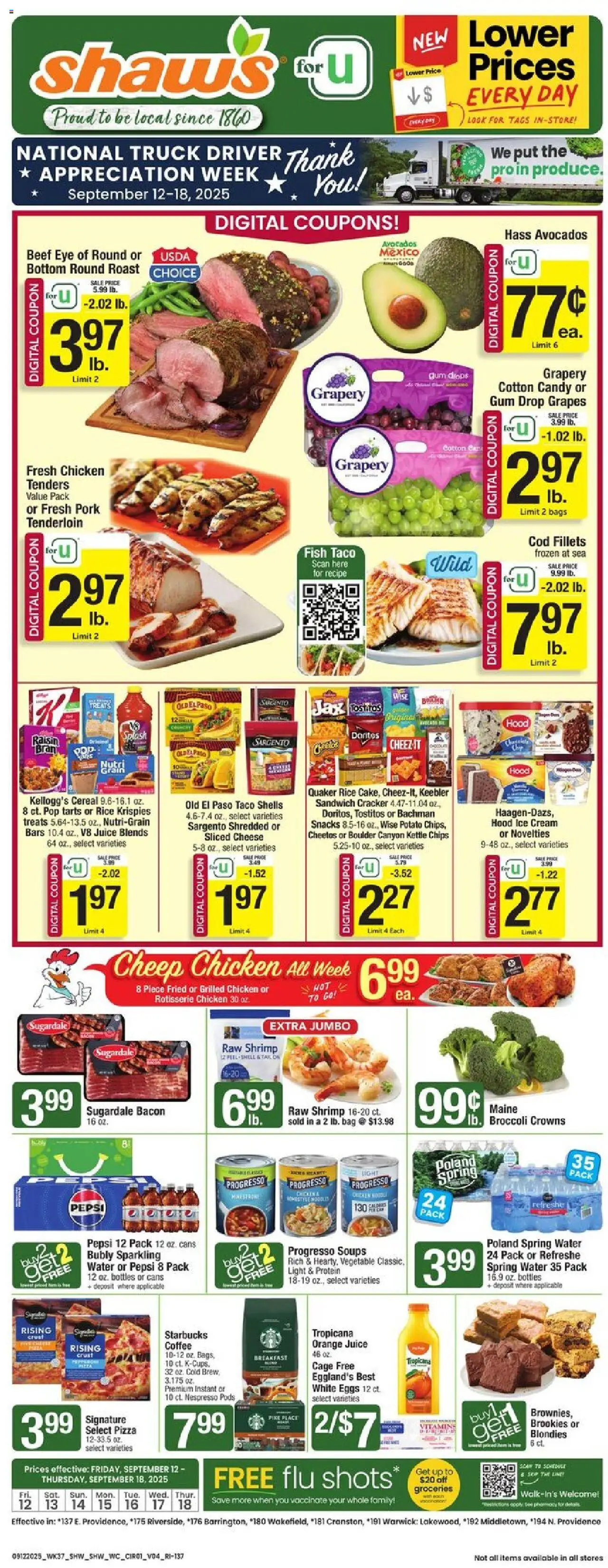 Shaw's Weekly Ad - RI - page 1- valid from 09/12/2025
