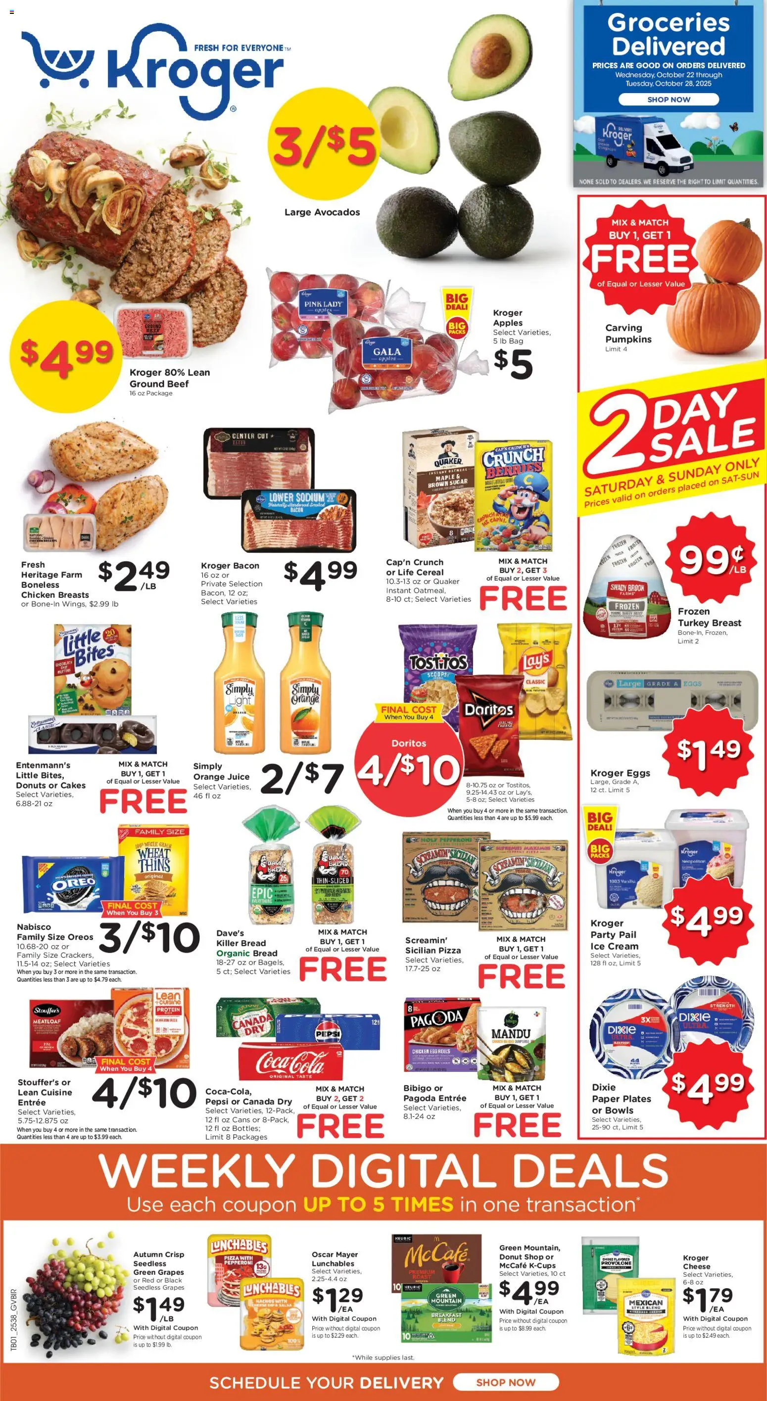 Kroger Weekly Ad - page 1- valid from 10/22/2025
