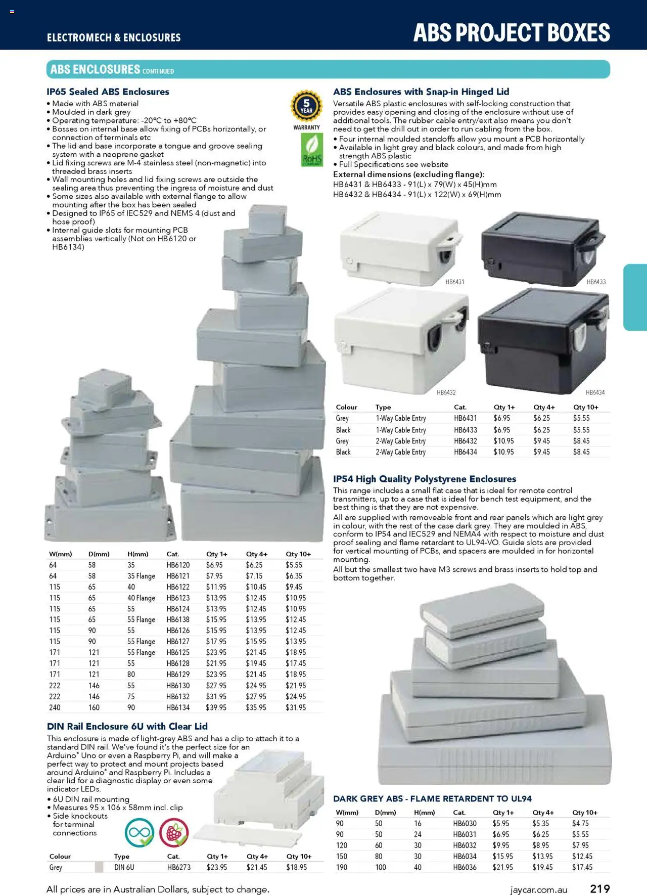 Jaycar Engineering & Scientific Catalogue 2025/2026  - page 219- valid from 09/07/2025