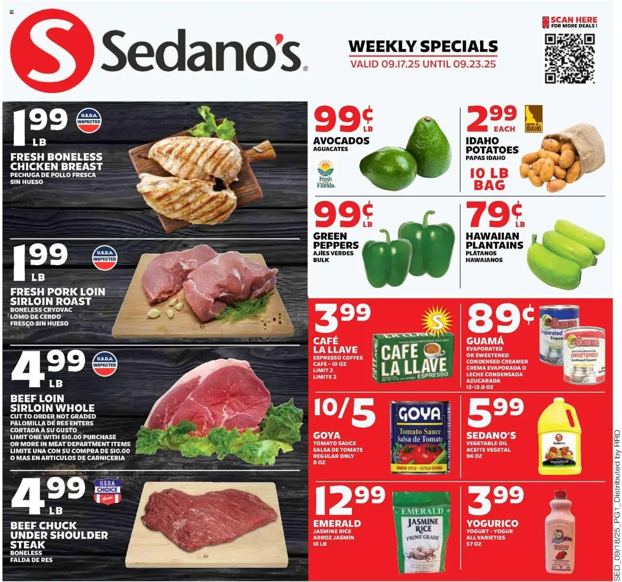 Sedano's Weekly Ad - page 1- valid from 09/17/2025