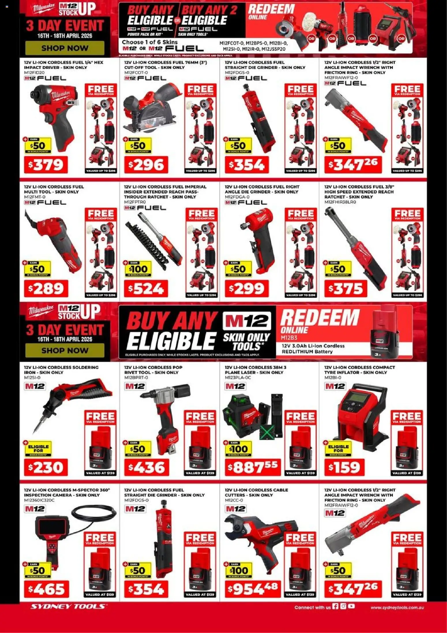 Sydney Tools Milwaukee 3 Day Event - page 2- valid from 16/04/2026