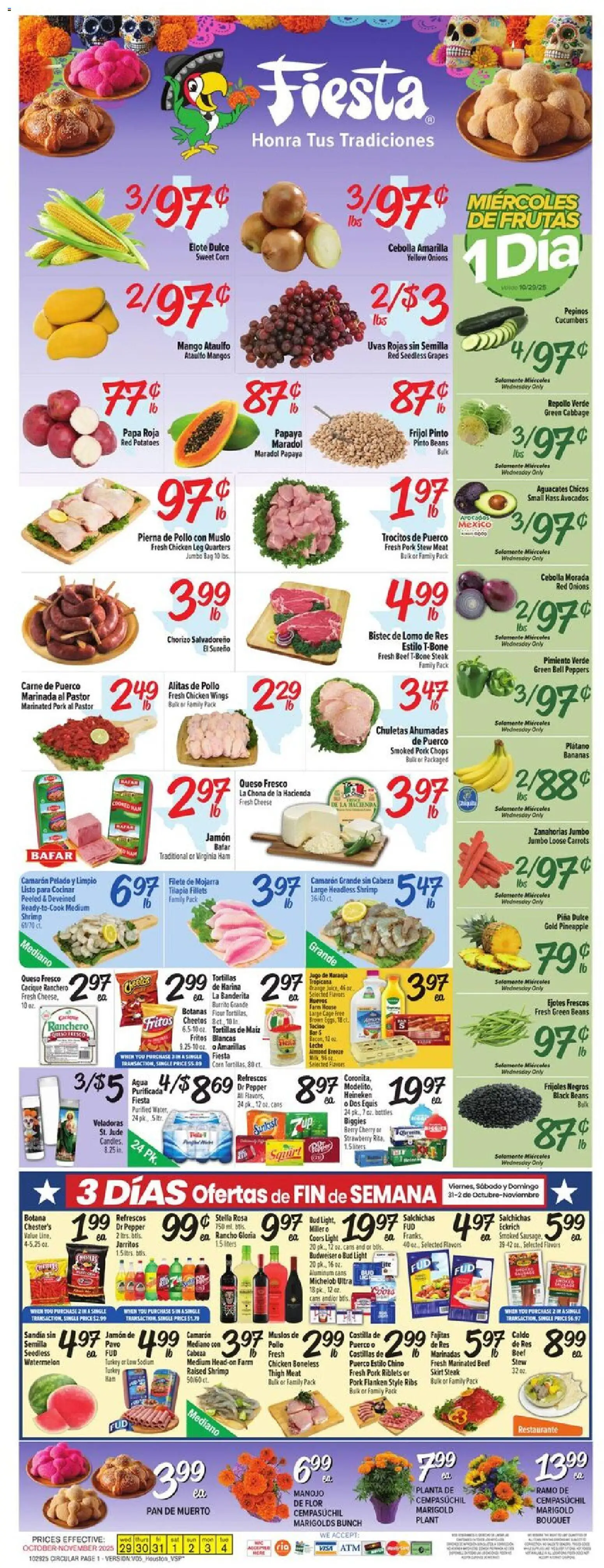 Fiesta Mart Weekly Ad - page 1- valid from 10/29/2025