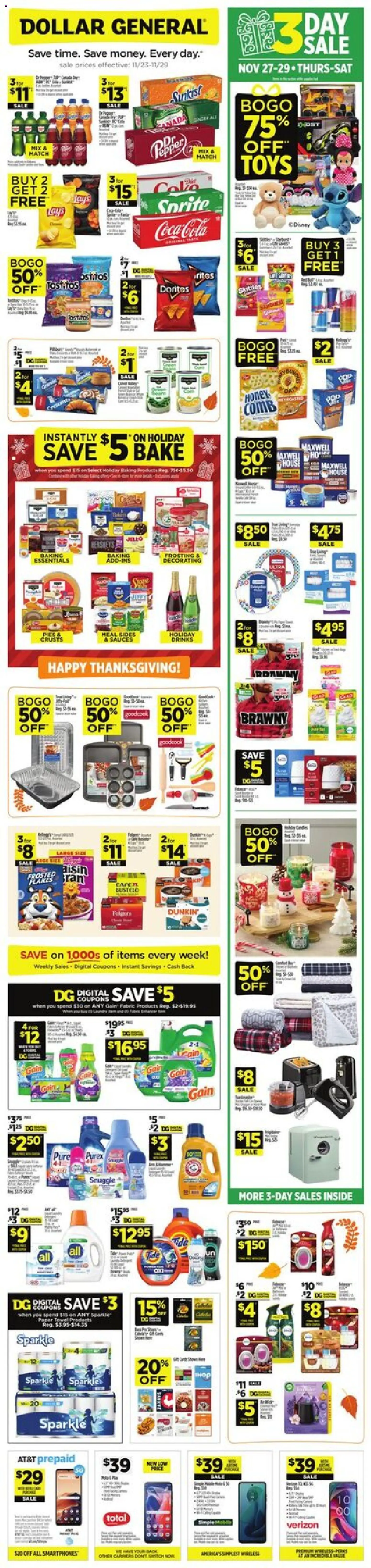 Dollar General Weekly Ad - page 1- valid from 11/23/2025