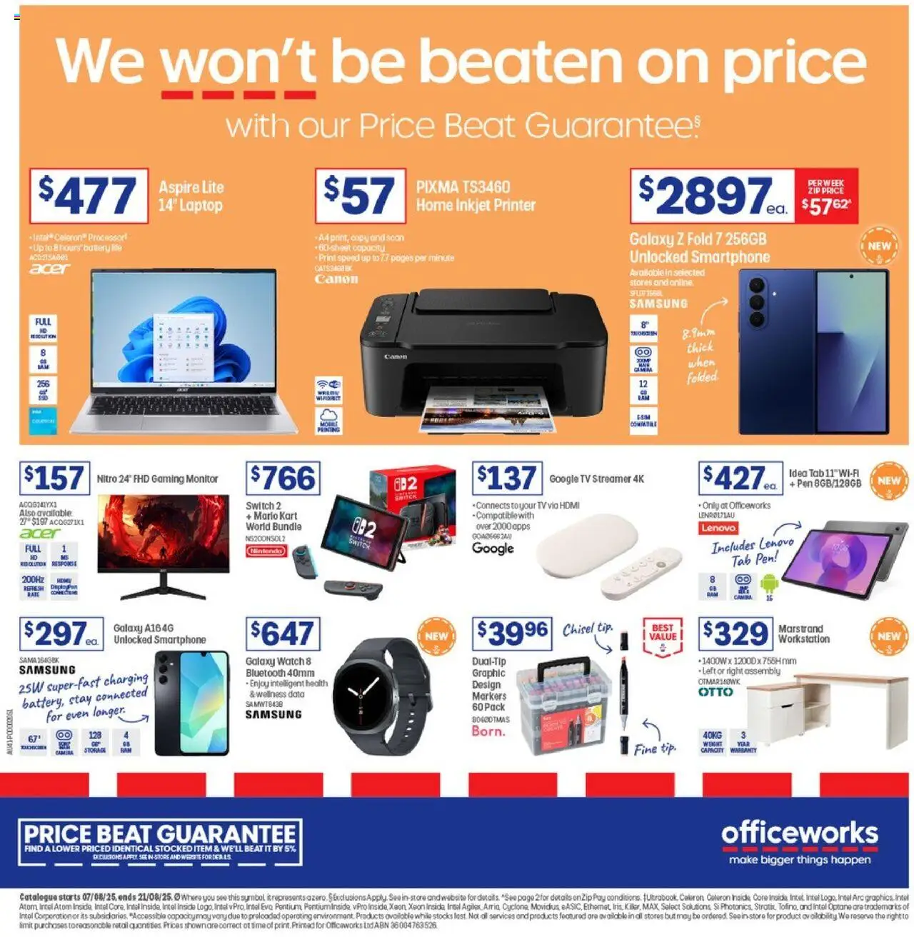 Officeworks  Catalogue  - page 1- valid from 07/08/2025