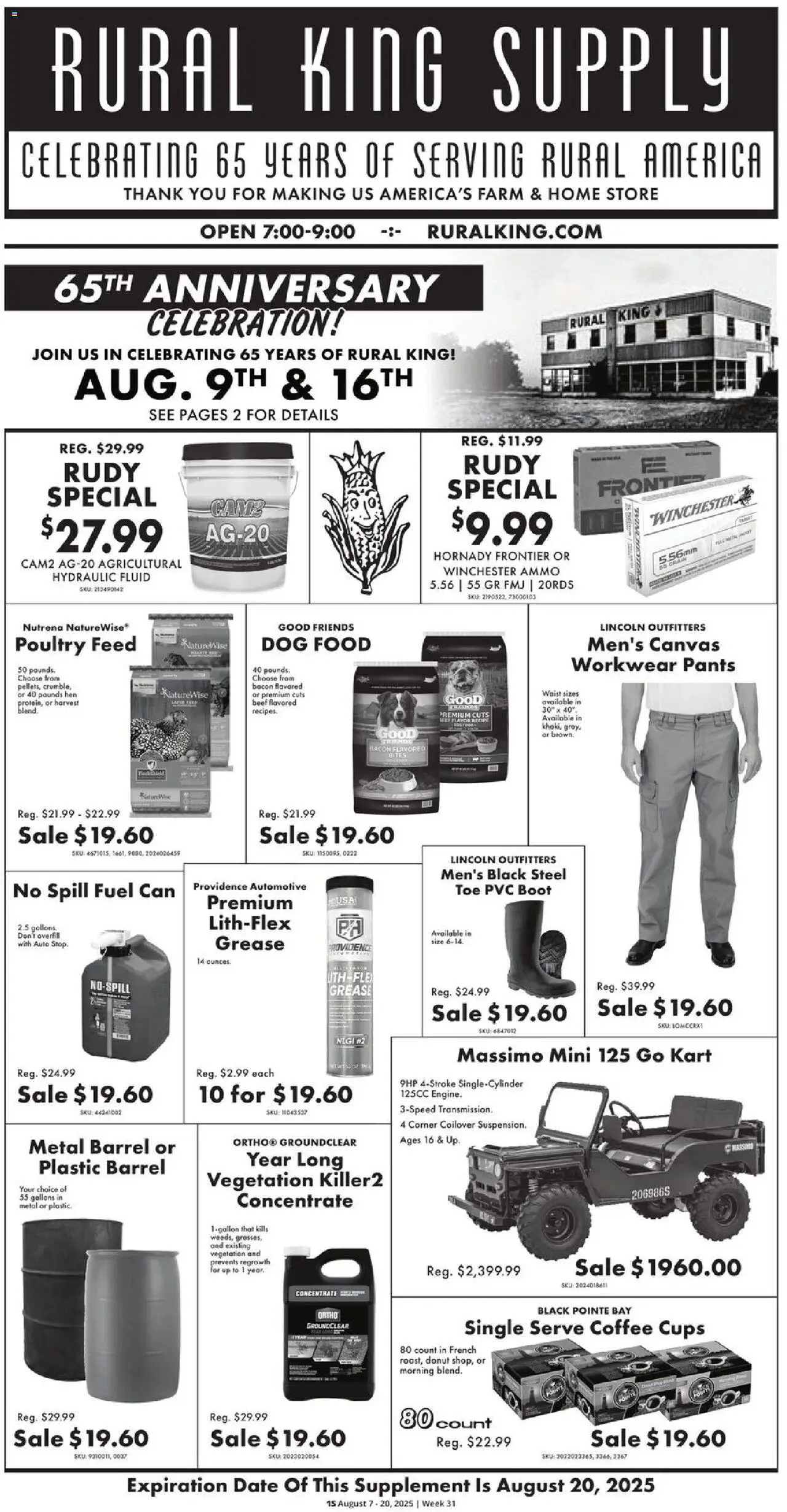 Rural King Weekly Ad - page 1- valid from 08/07/2025