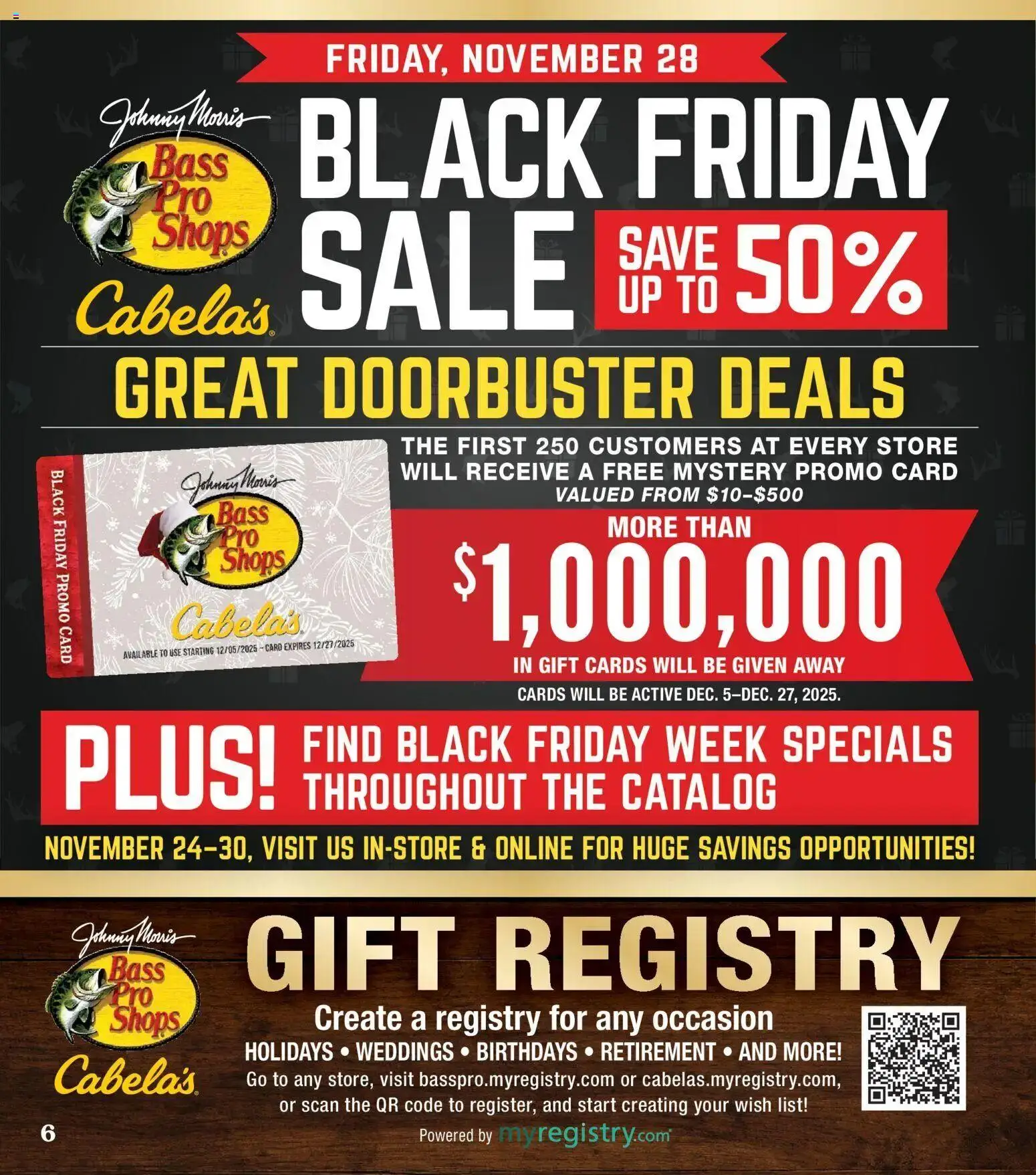 Cabela's Black Friday Notice - page 1- valid from 11/28/2025