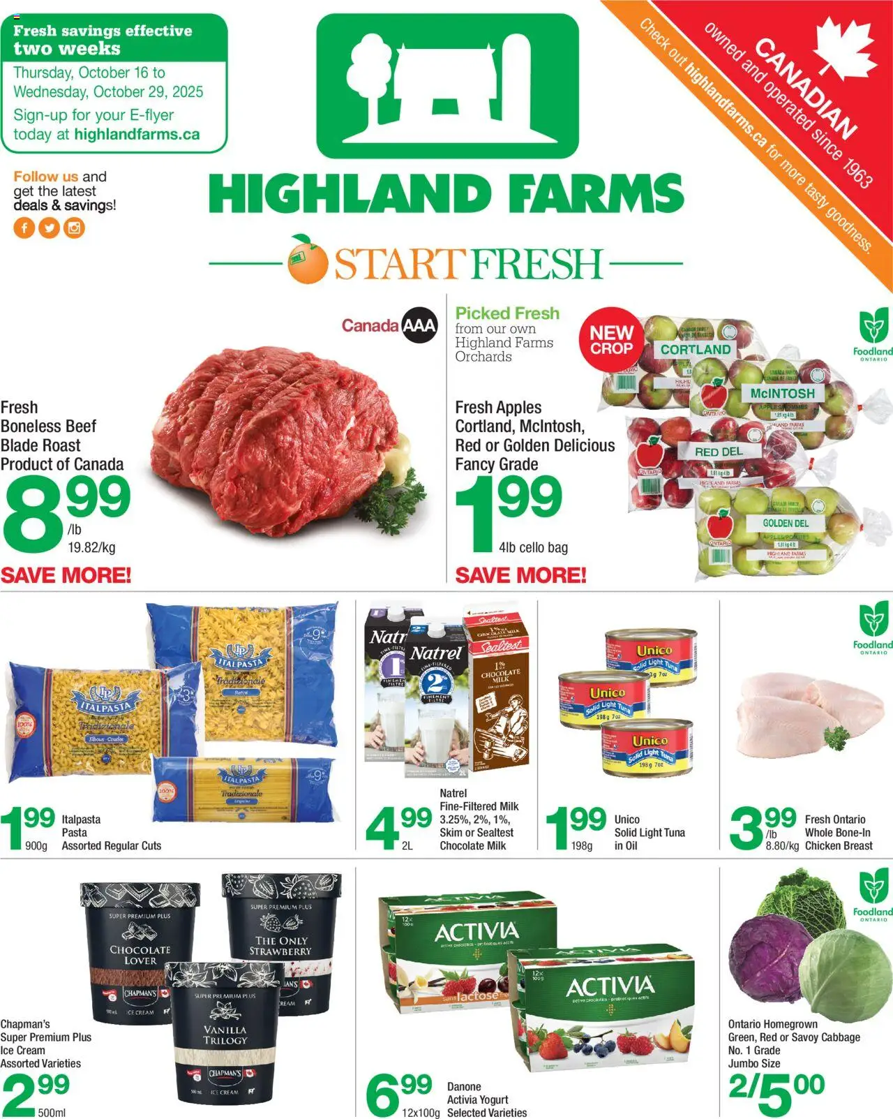Highland Farms weekly flyer / circulaire - page 1- valid from Oct 16, 2025