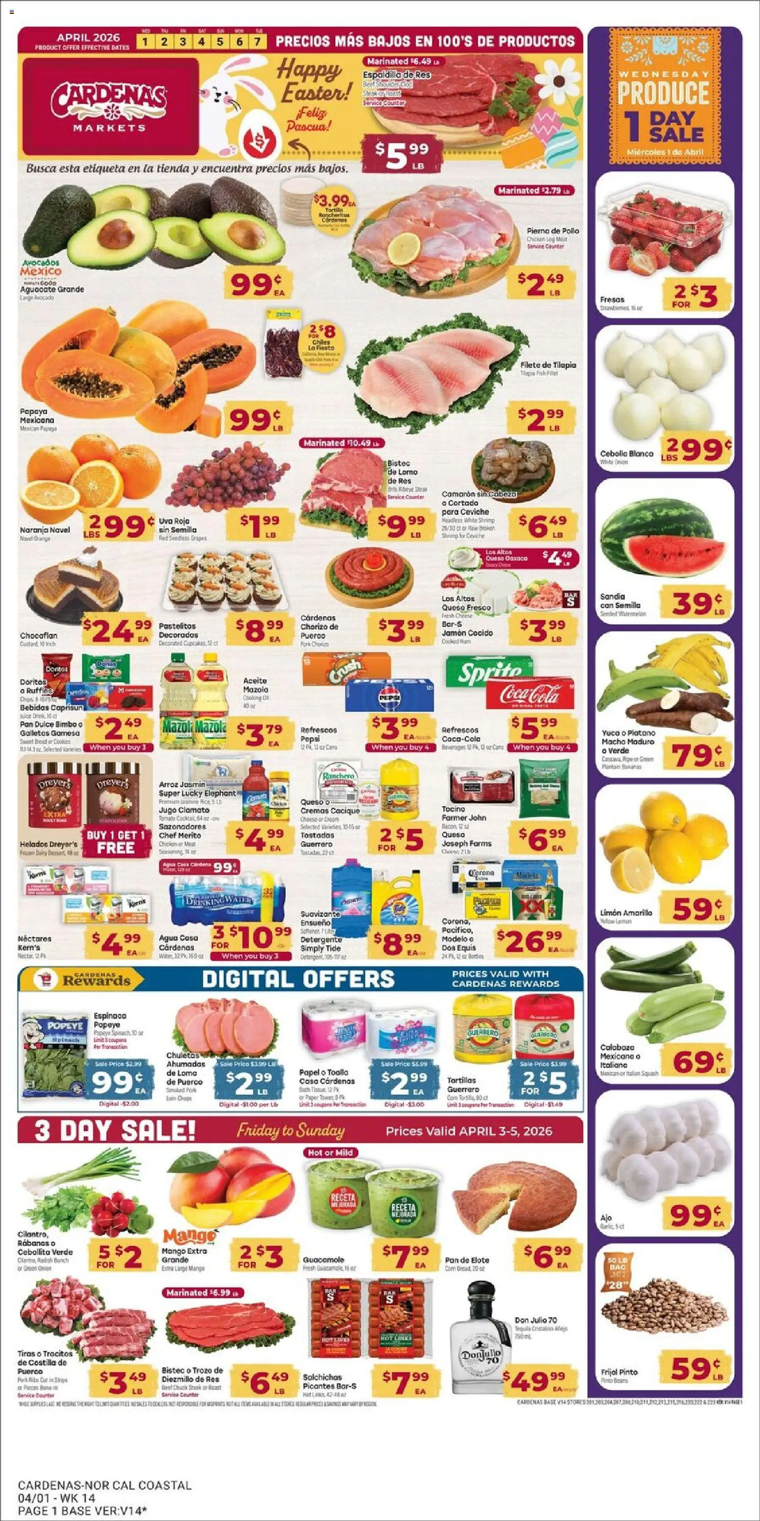 Cardenas Weekly Ad - page 1- valid from 04/01/2026
