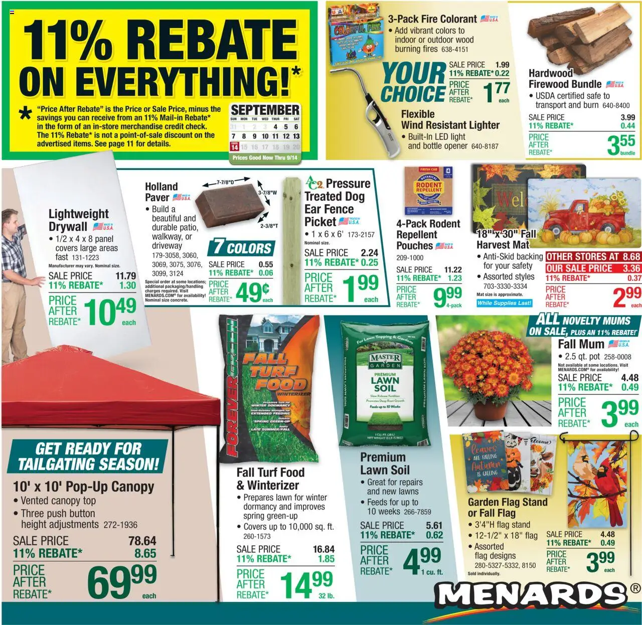 Menards Weekly Ad - page 1- valid from 09/04/2025