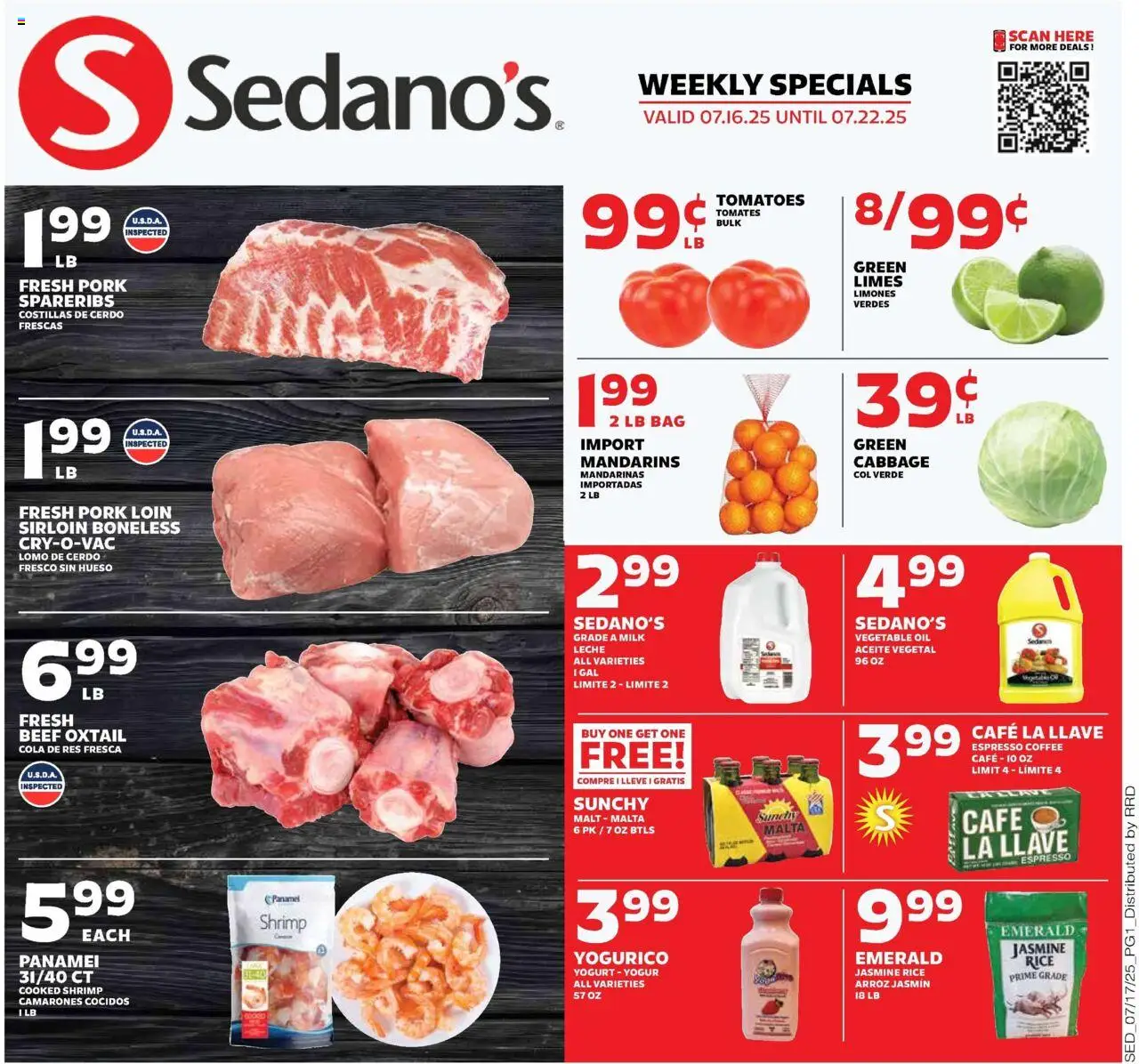 Sedano's Weekly Ad - page 1- valid from 07/16/2025