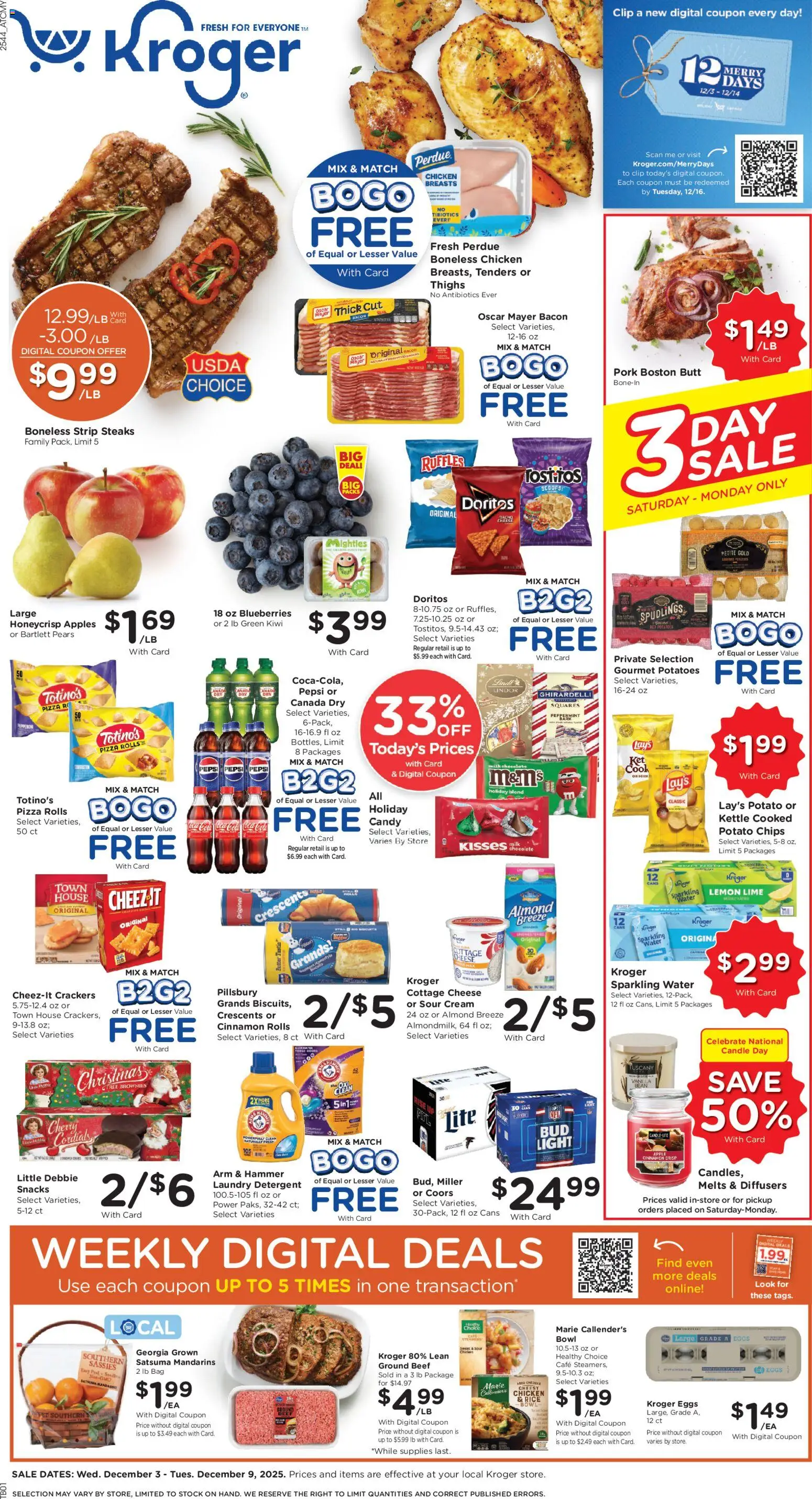 Kroger Weekly Ad - page 1- valid from 12/03/2025