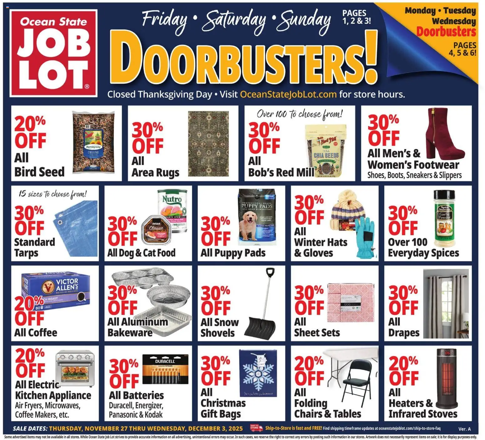Ocean State Job Lot Weekly Ad - MA - page 1- valid from 11/27/2025
