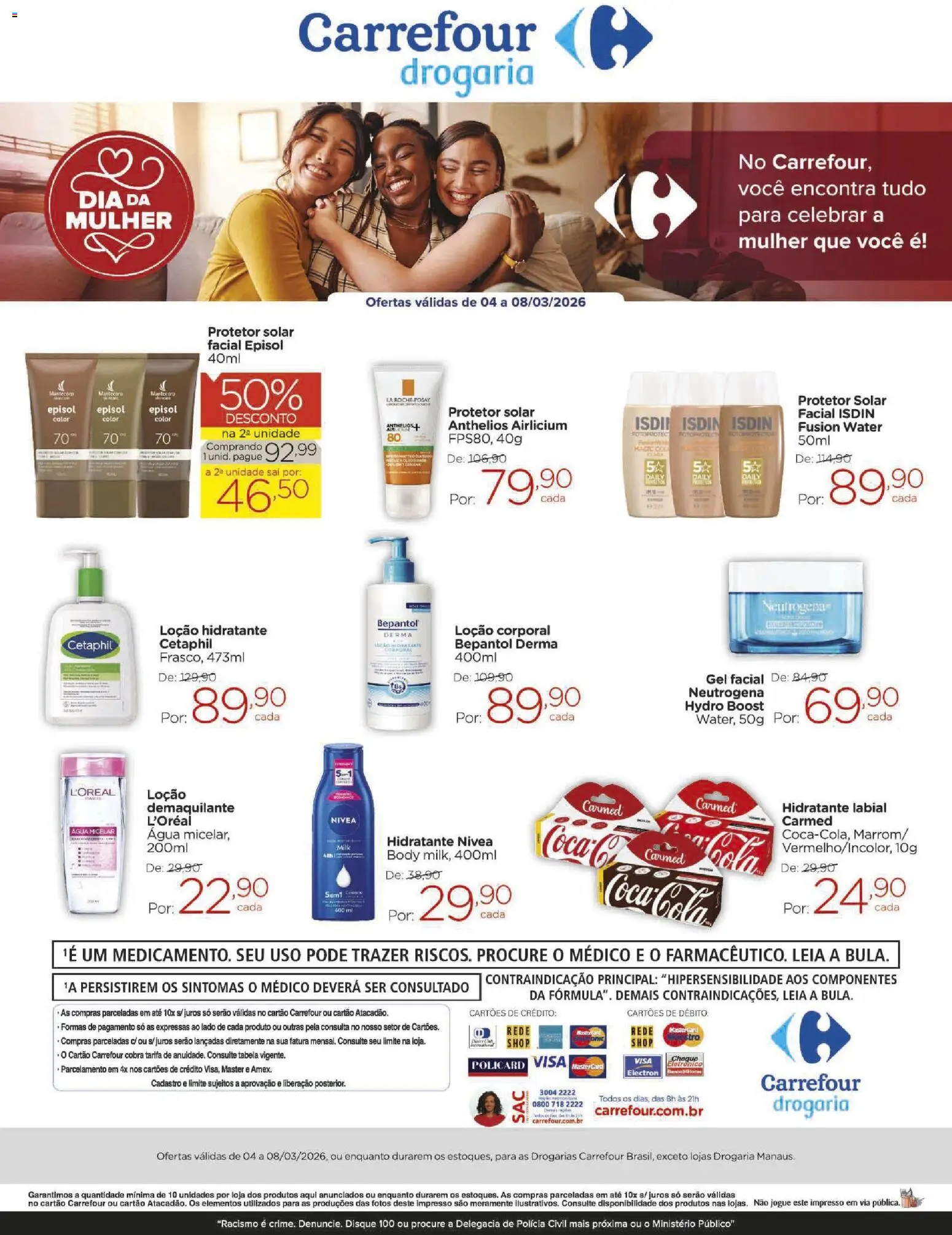 Carrefour ofertas Drogaria Dia da Mulher - página 1- válido a partir de 04/03/2026
