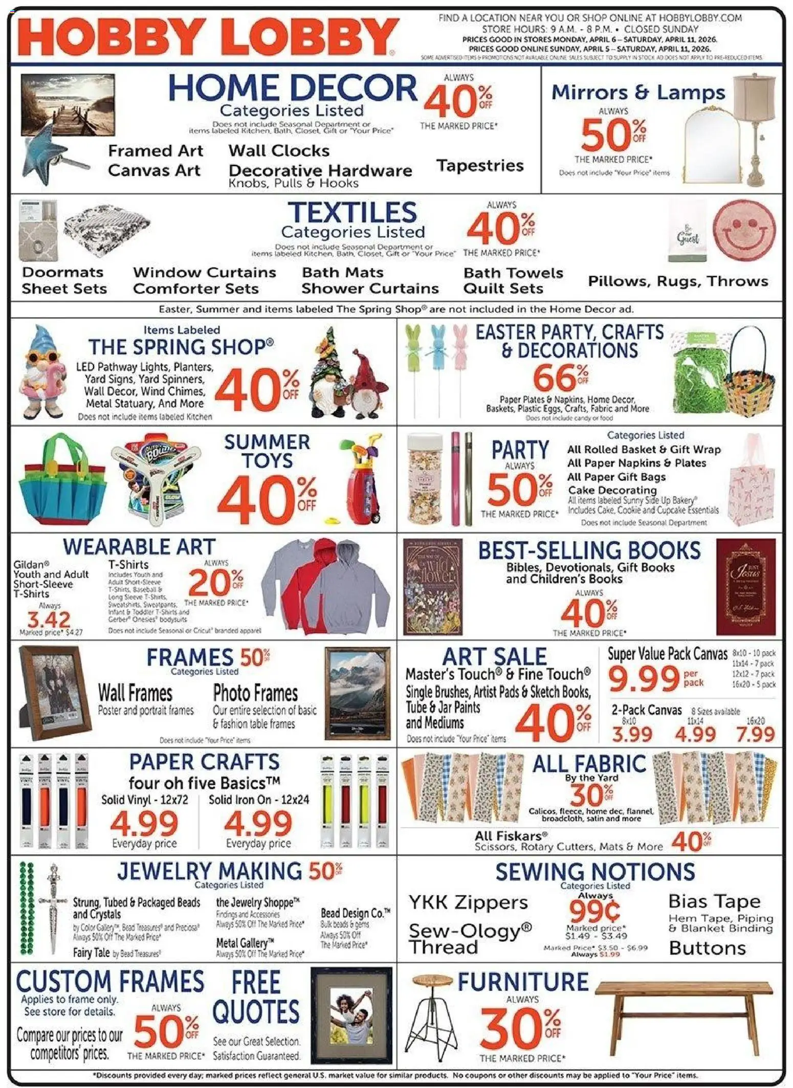 Hobby Lobby Weekly Ad - page 1- valid from 04/05/2026
