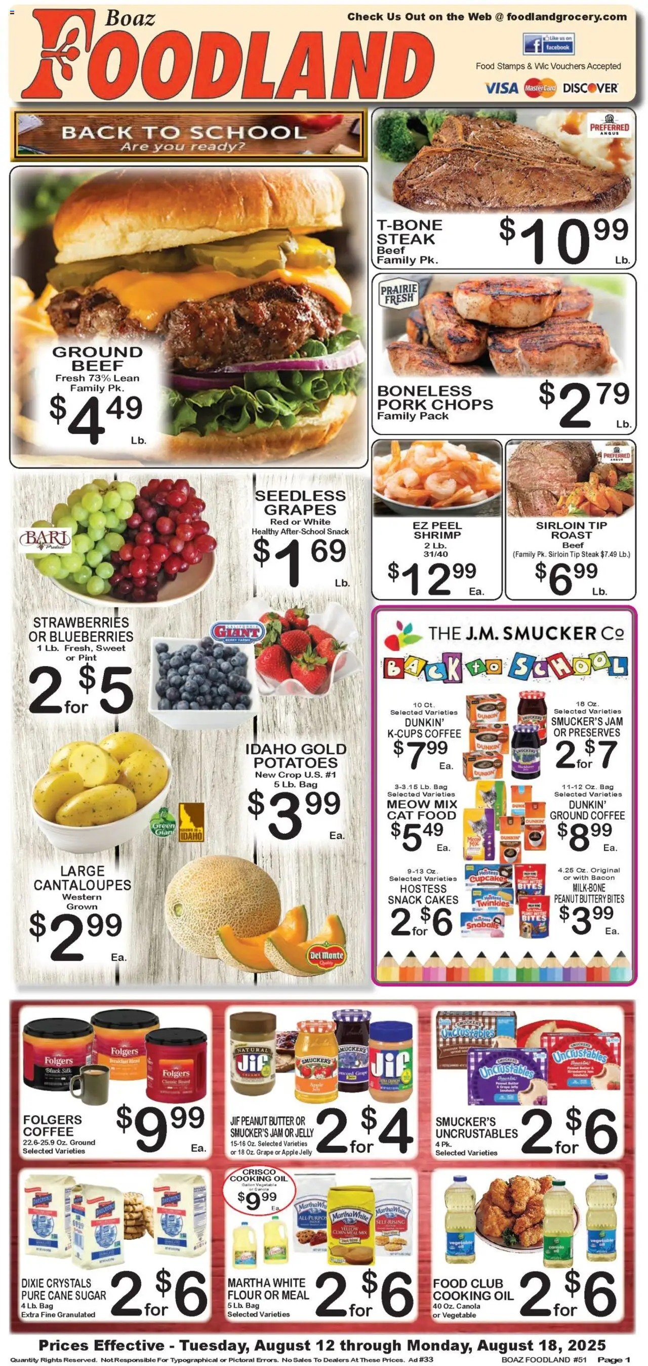 Foodland Weekly Ad - page 1- valid from 08/12/2025